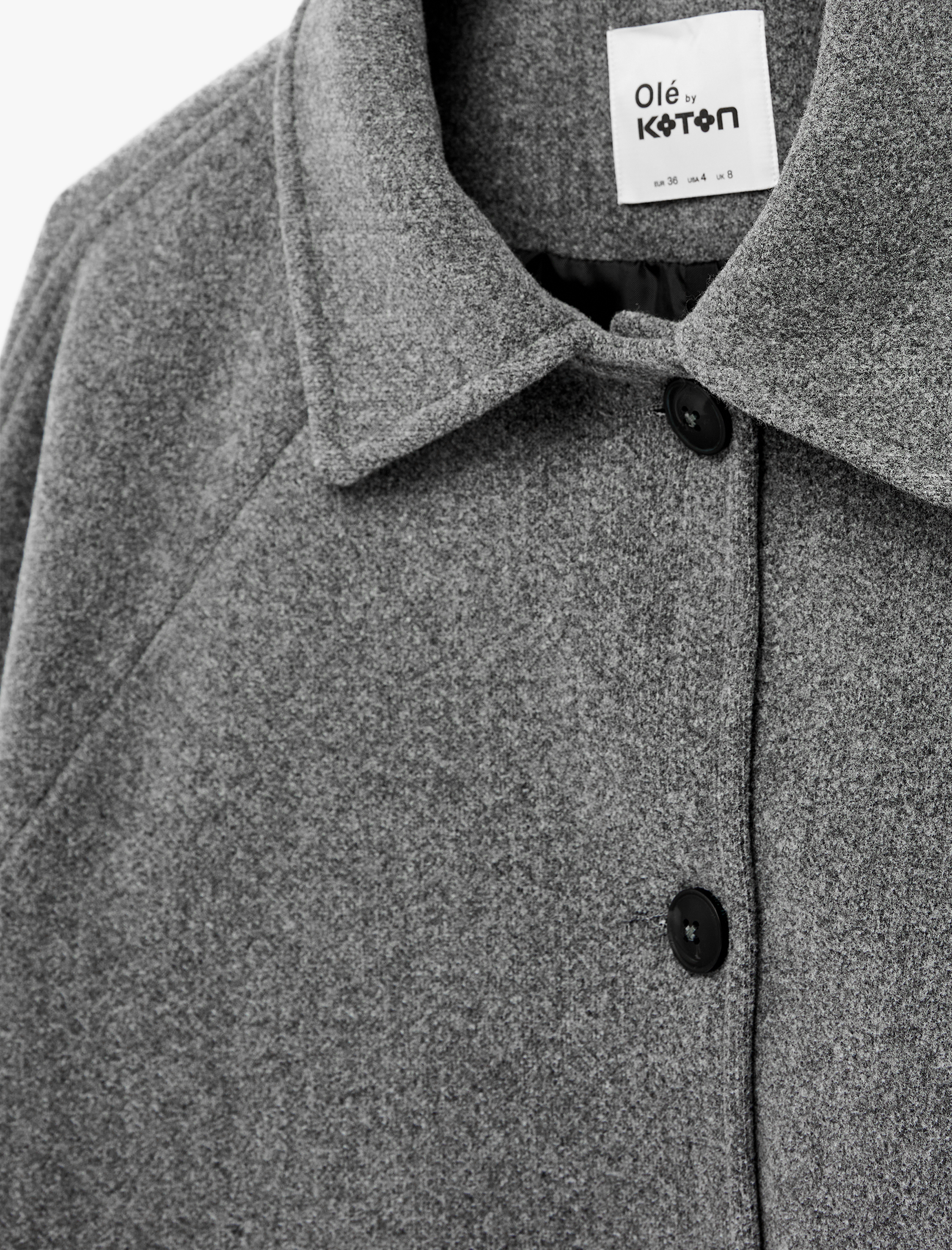   Uzun Kollu Cepli Düğmeli Klasik Yaka Kaşe Ceket