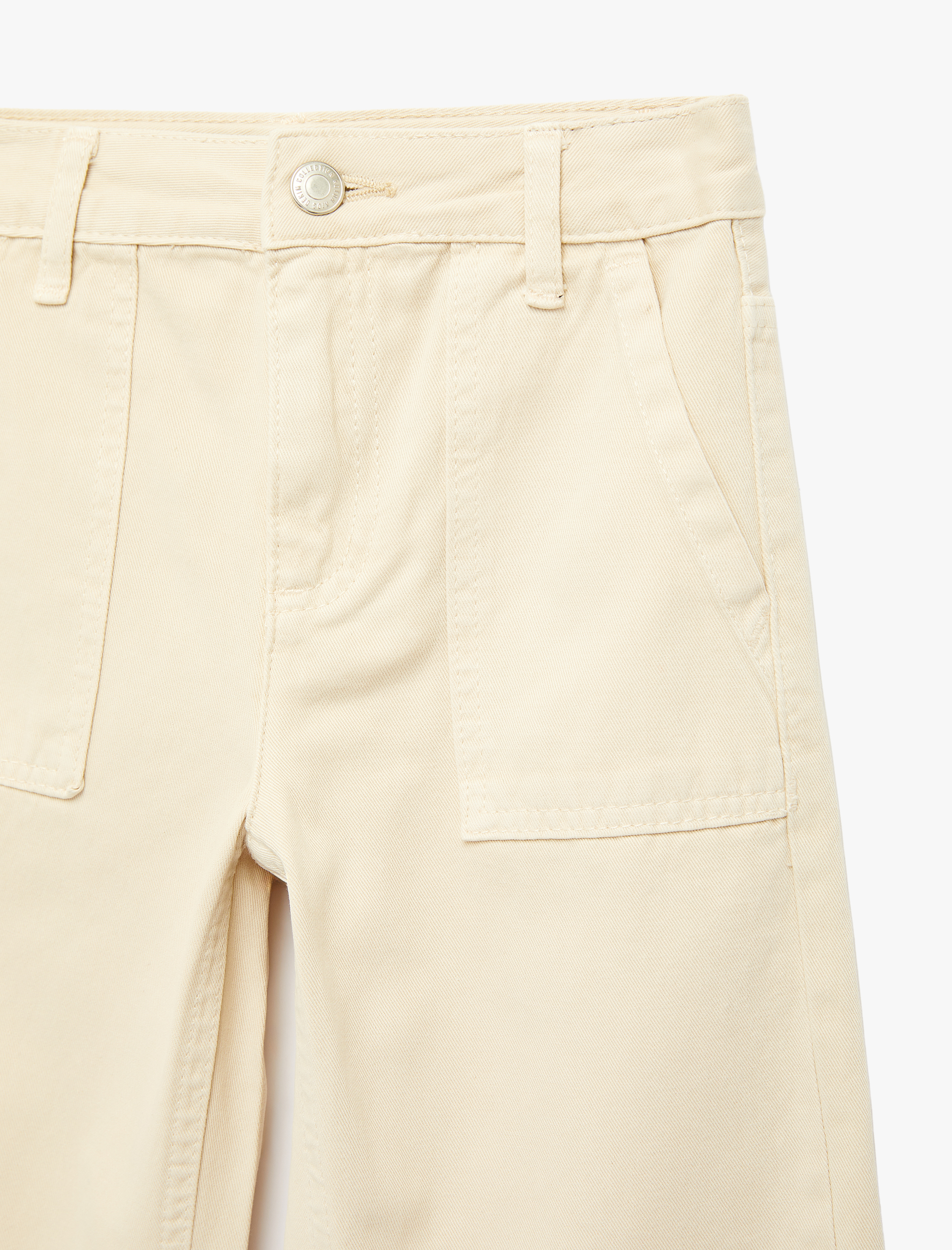  Kız Çocuk Pamuklu Bol Kesim Cep Detaylı Geniş Paça Pantolon