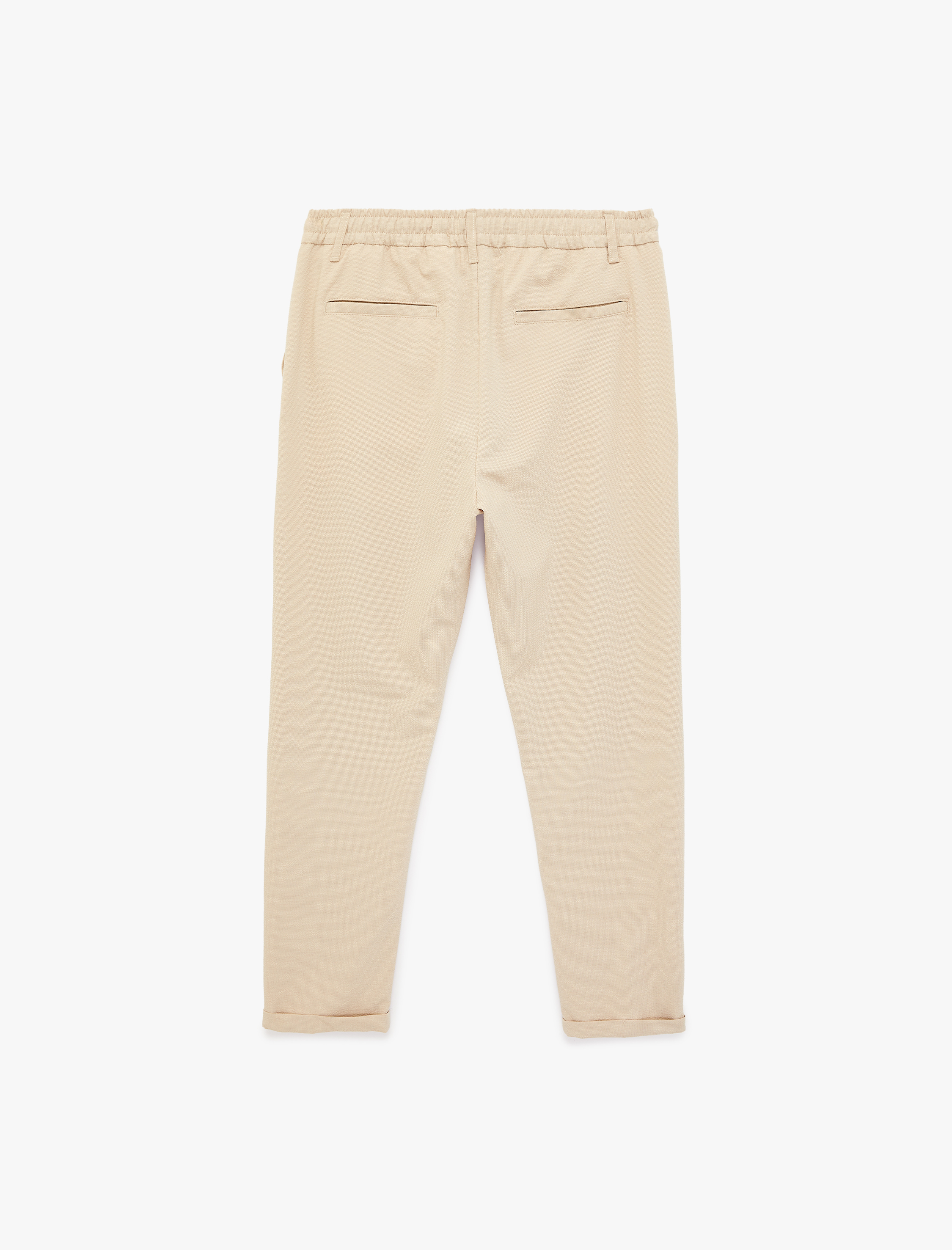   Duble Paça Cepli Viskon Karışımlı Beli Bağcıklı Düğmeli Kumaş Pantolon