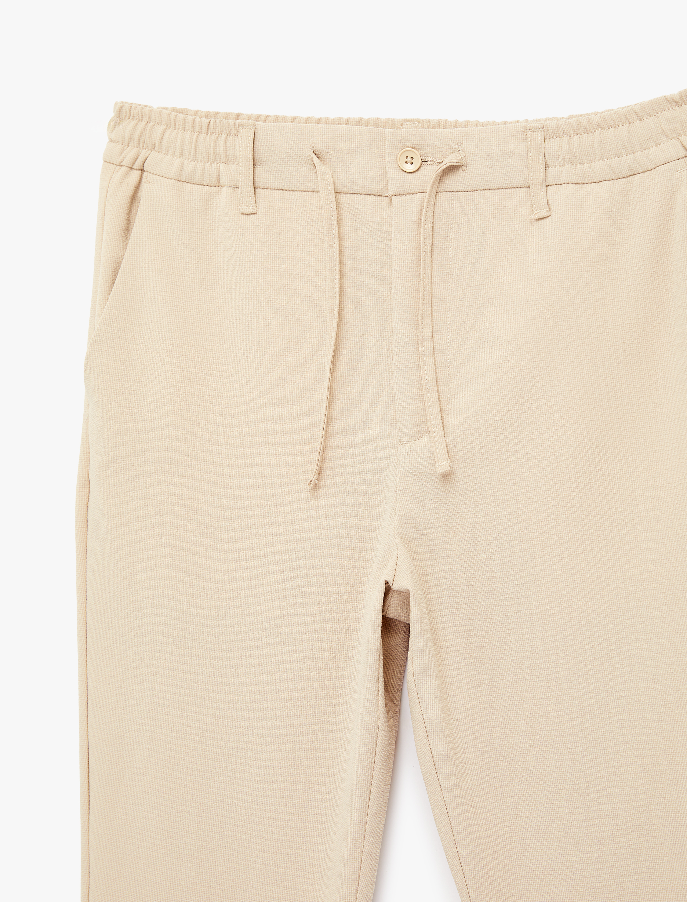   Duble Paça Cepli Viskon Karışımlı Beli Bağcıklı Düğmeli Kumaş Pantolon