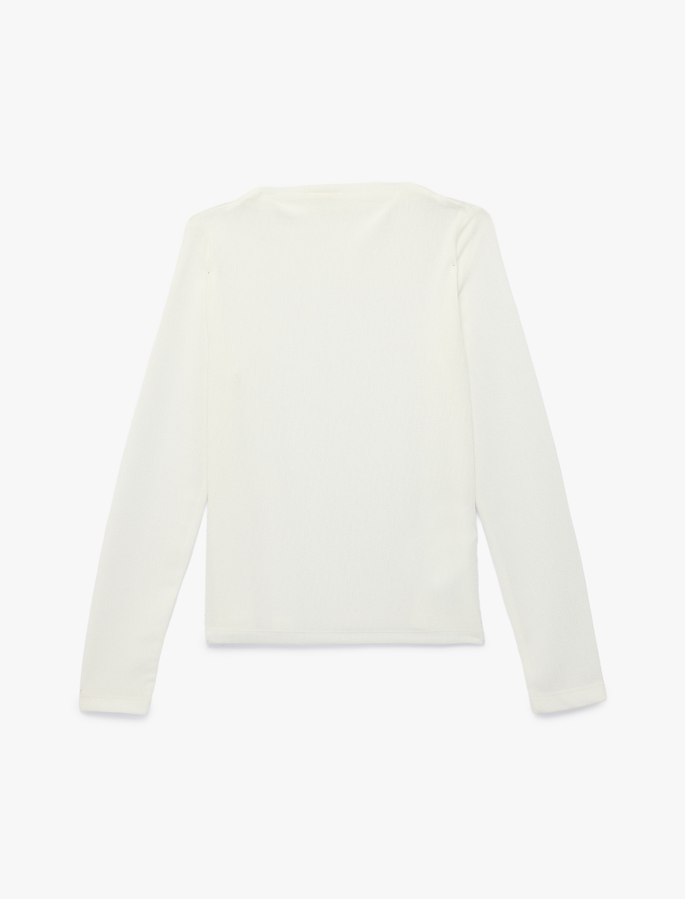  Kız Çocuk Dik Yaka Uzun Kollu Slim Fit Ribanalı Tişört