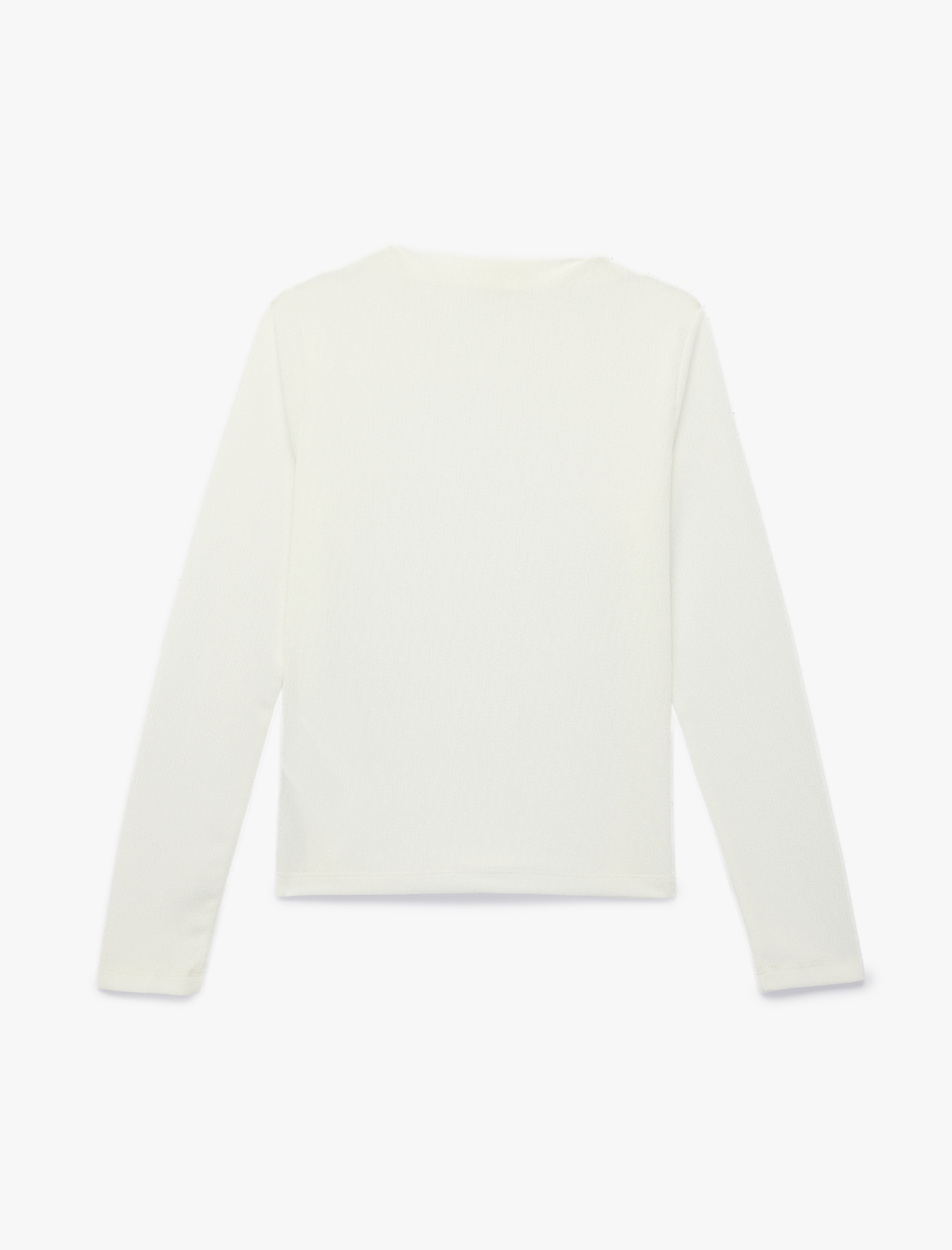  Kız Çocuk Dik Yaka Uzun Kollu Slim Fit Ribanalı Tişört