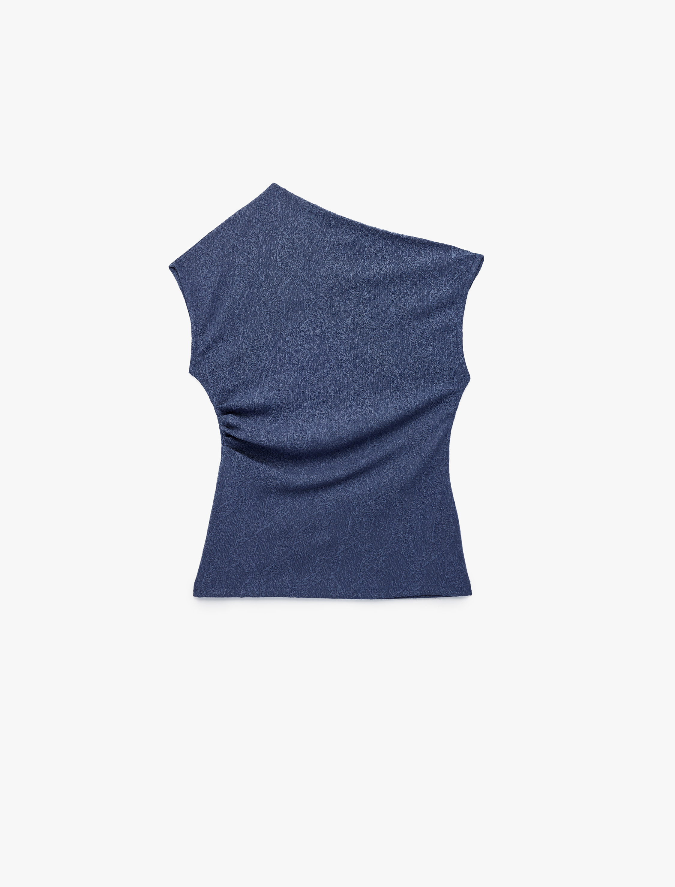  Kız Çocuk Asimetrik Yaka Kolsuz Drape Detaylı Bluz