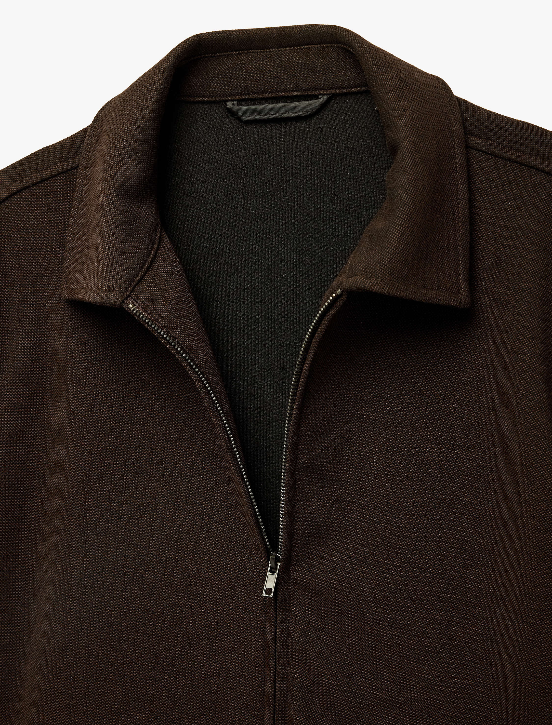   Uzun Kollu Viskon Karışımlı Cepli Gömlek Yaka Fermuarlı Ceket