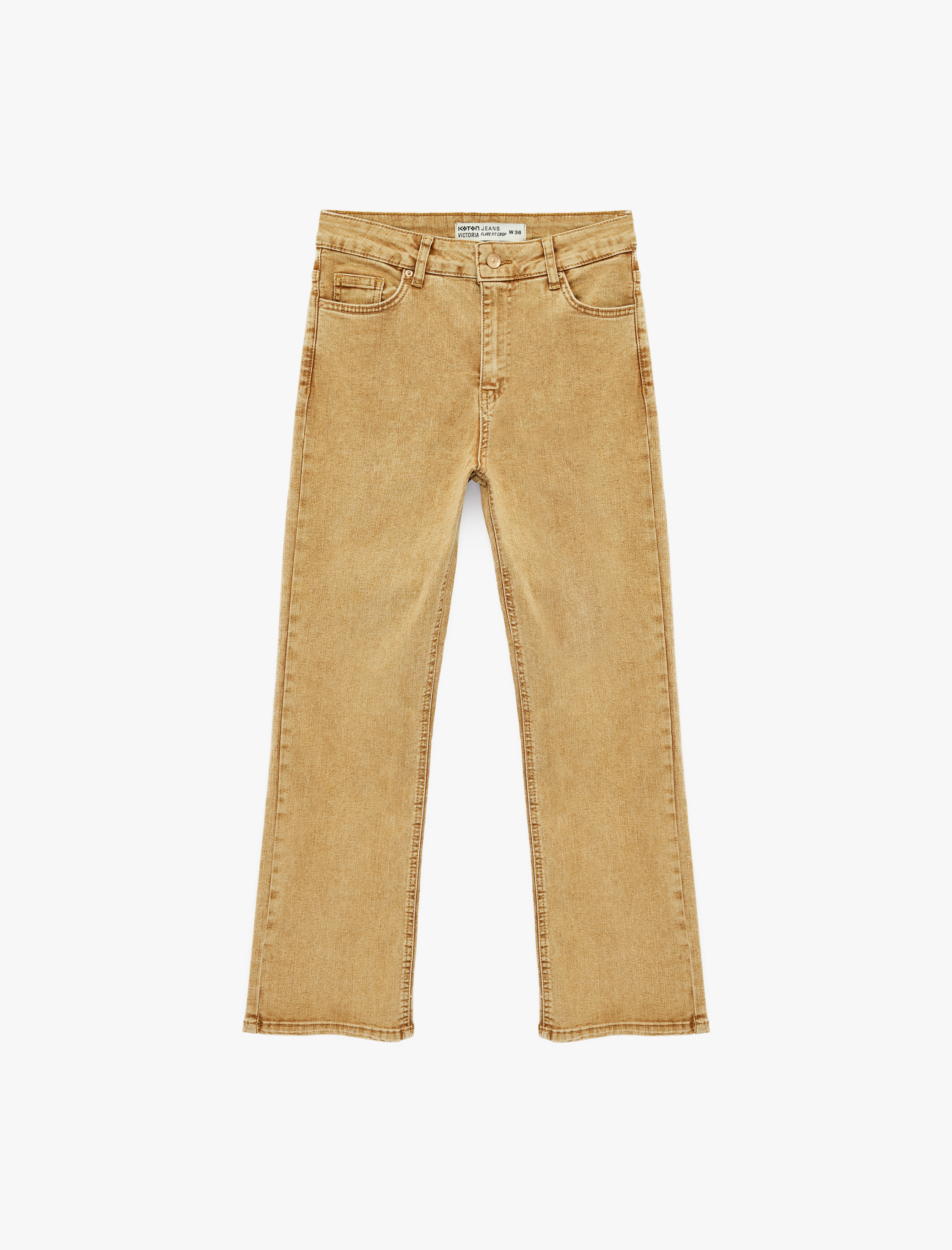   Pamuklu Normal Bel Dar Kalıp Yıkamalı İspanyol Paça Denim Pantolon - Flare Jeans