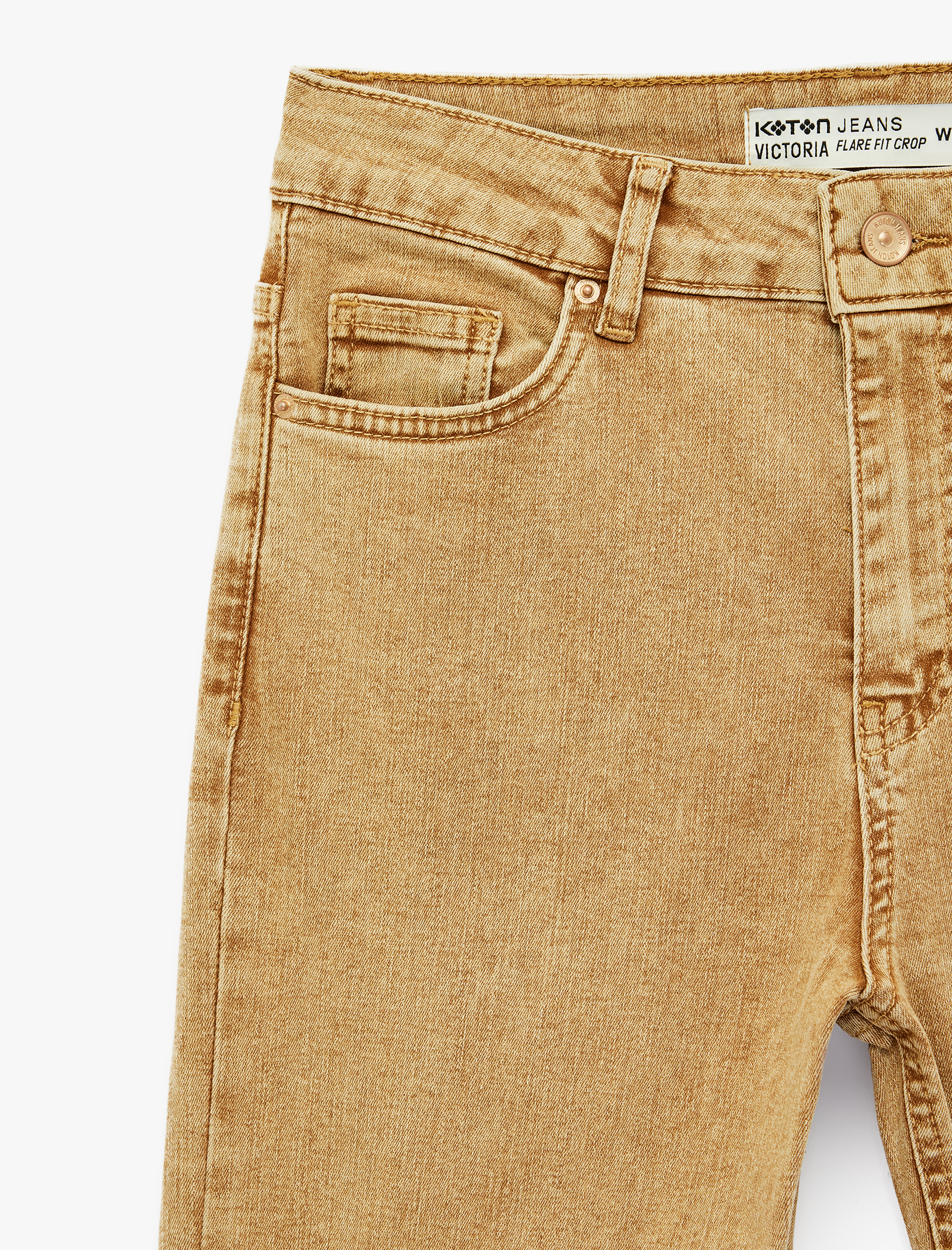   Pamuklu Normal Bel Dar Kalıp Yıkamalı İspanyol Paça Denim Pantolon - Flare Jeans