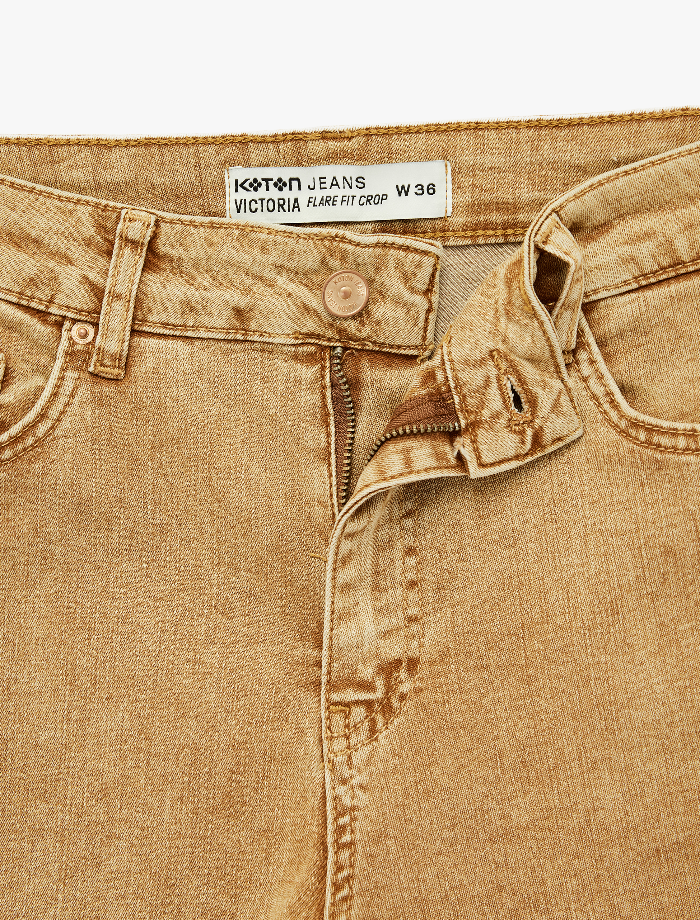   Pamuklu Normal Bel Dar Kalıp Yıkamalı İspanyol Paça Denim Pantolon - Flare Jeans