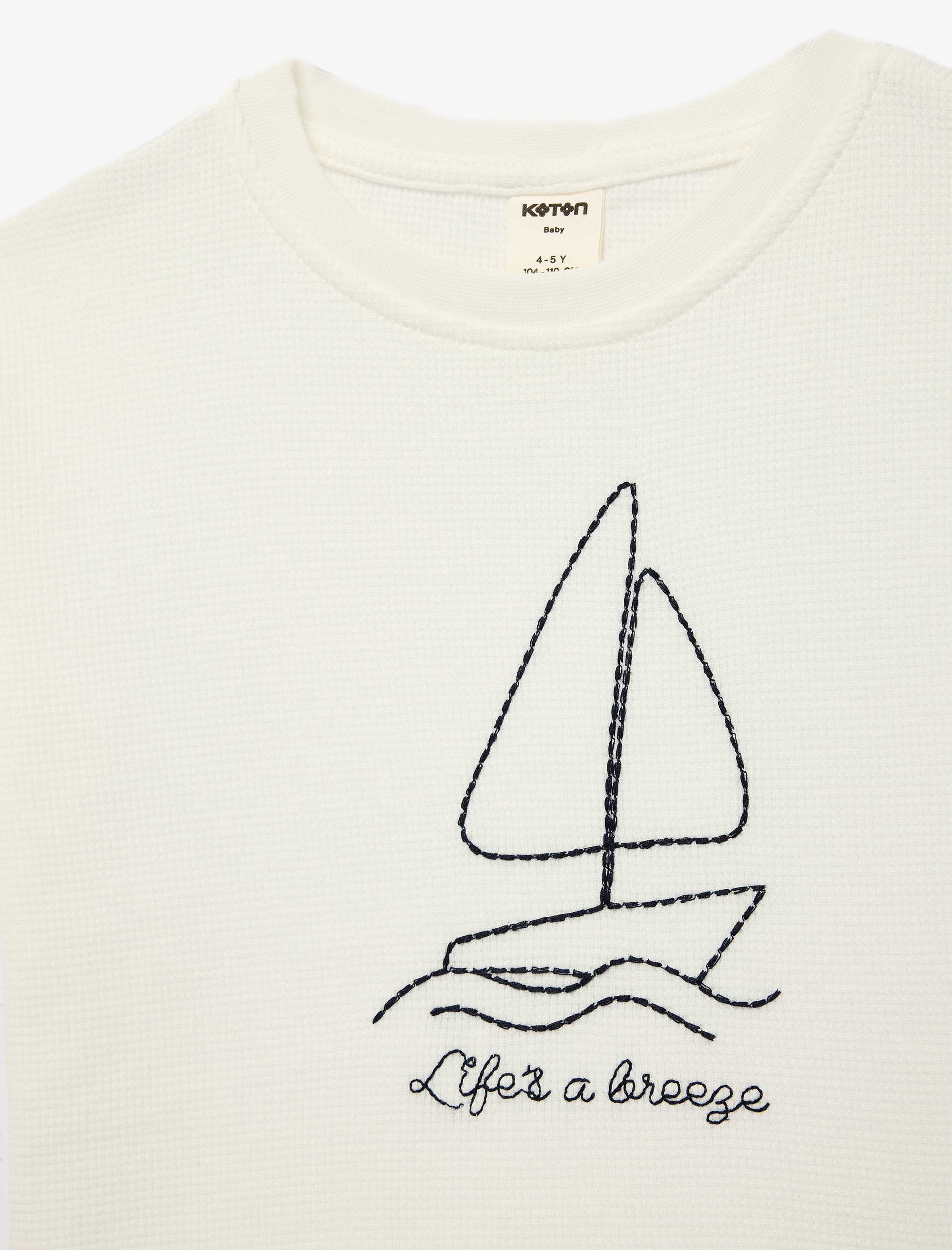  Erkek Bebek Nakış Detaylı Kısa Kollu Bisiklet Yaka Pamuklu Oversize Tişört