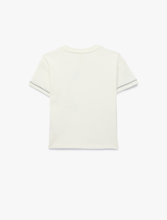 Erkek Bebek Nakış Detaylı Kısa Kollu Bisiklet Yaka Pamuklu Oversize Tişört