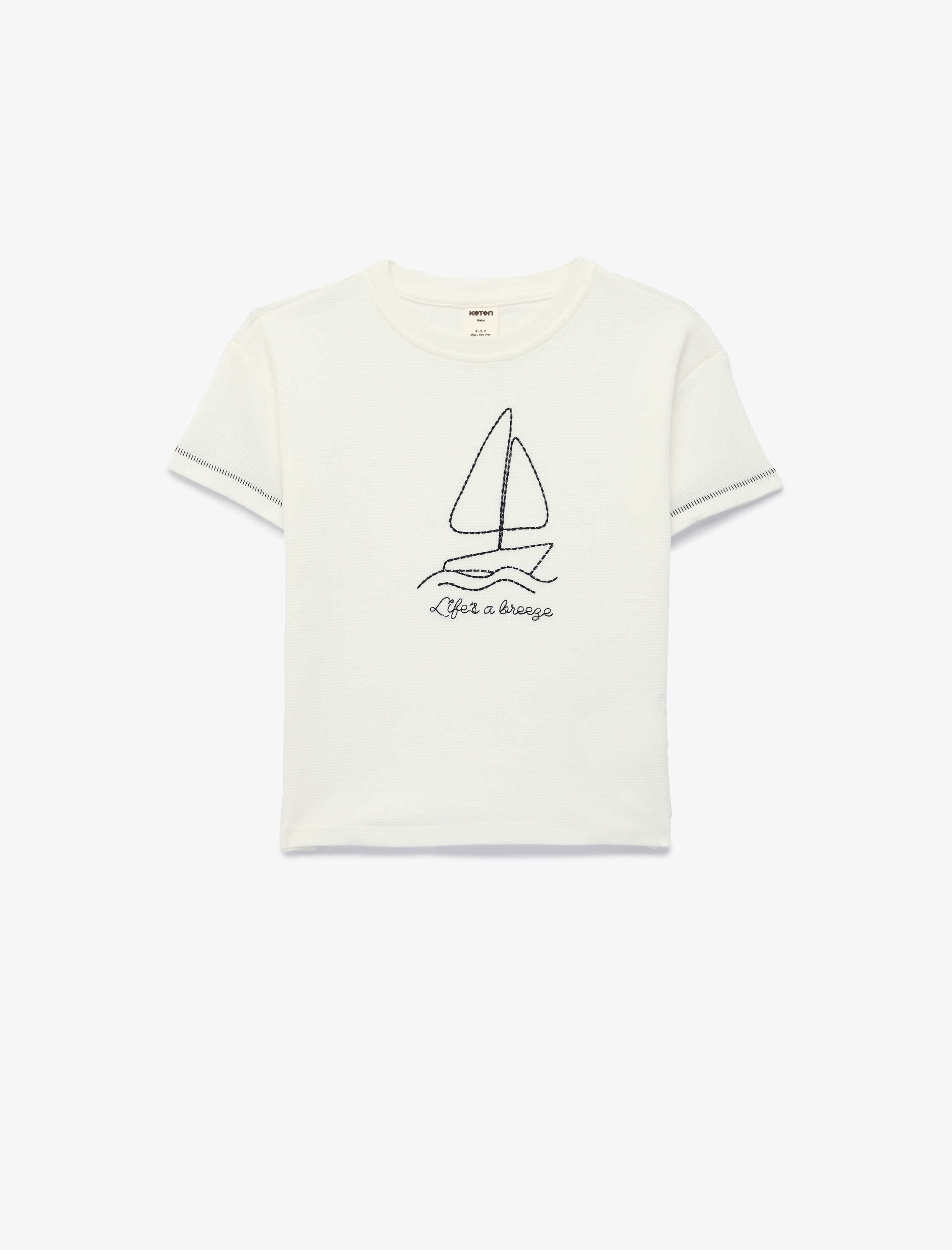  Erkek Bebek Nakış Detaylı Kısa Kollu Bisiklet Yaka Pamuklu Oversize Tişört