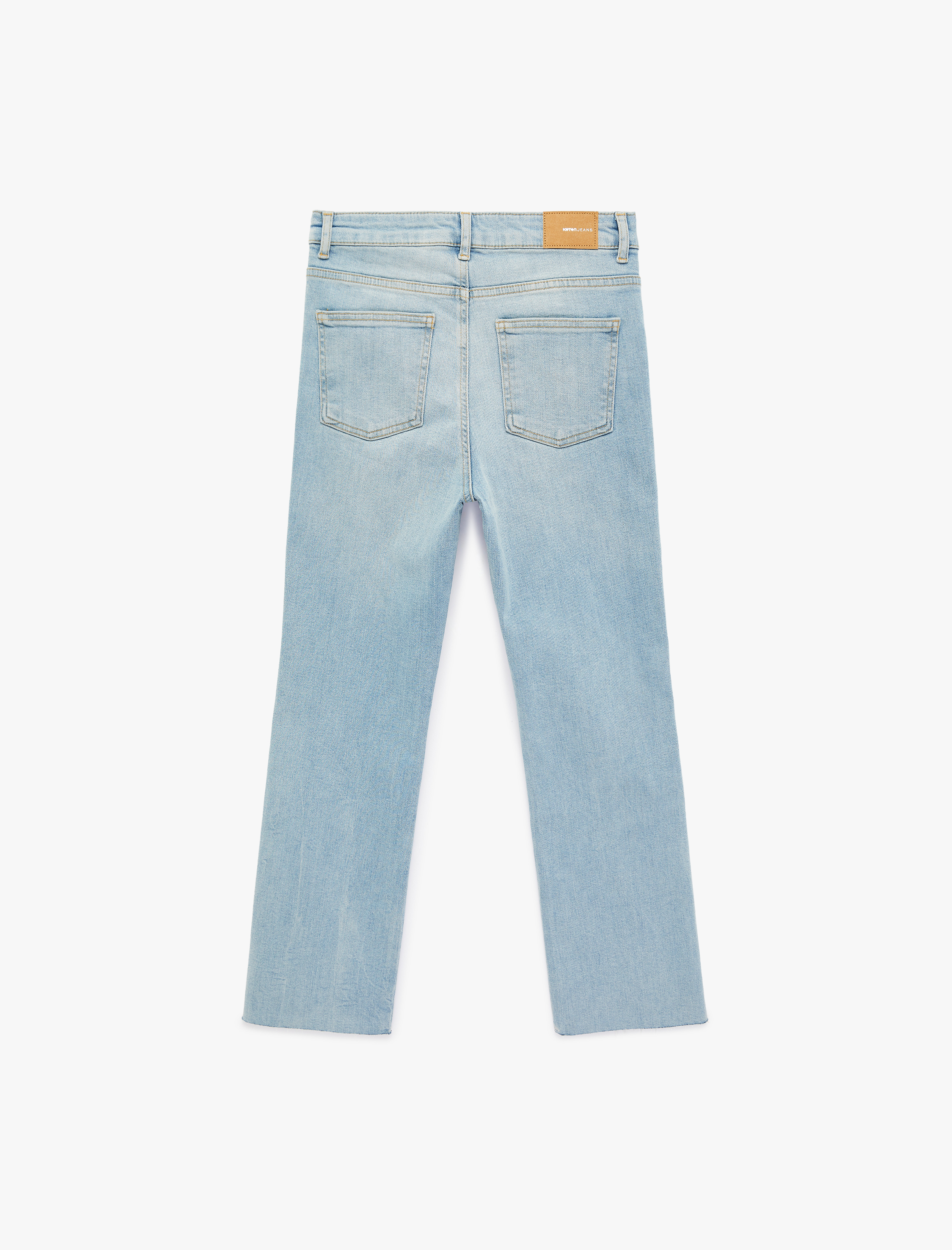   Normal Bel Dar Kesim Düğmeli Pamuklu İspanyol Paça Denim Pantolon - Flare Jeans