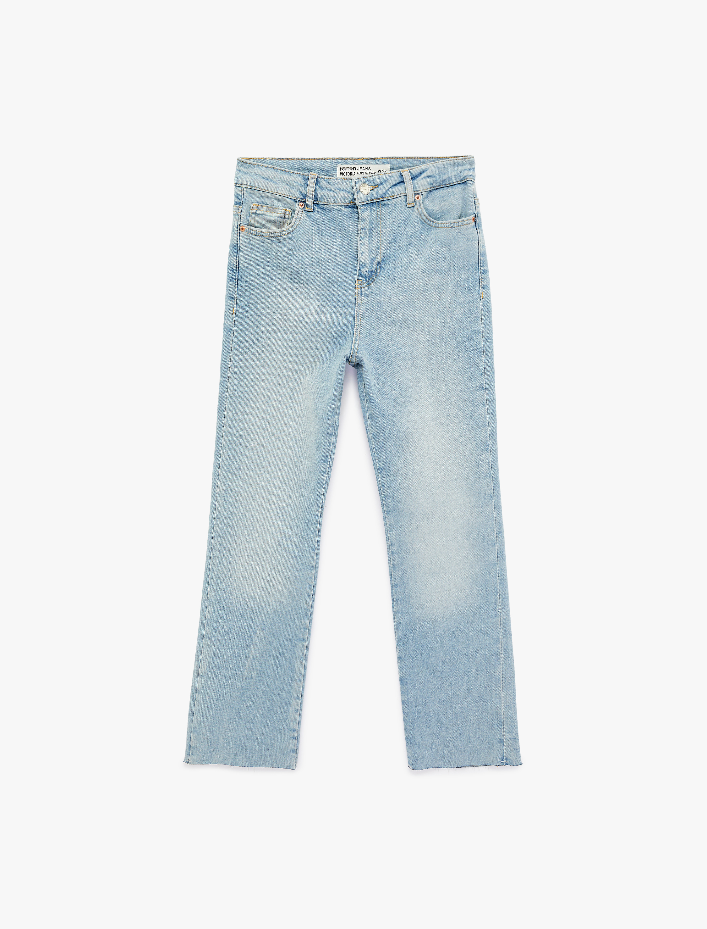   Normal Bel Dar Kesim Düğmeli Pamuklu İspanyol Paça Denim Pantolon - Flare Jeans