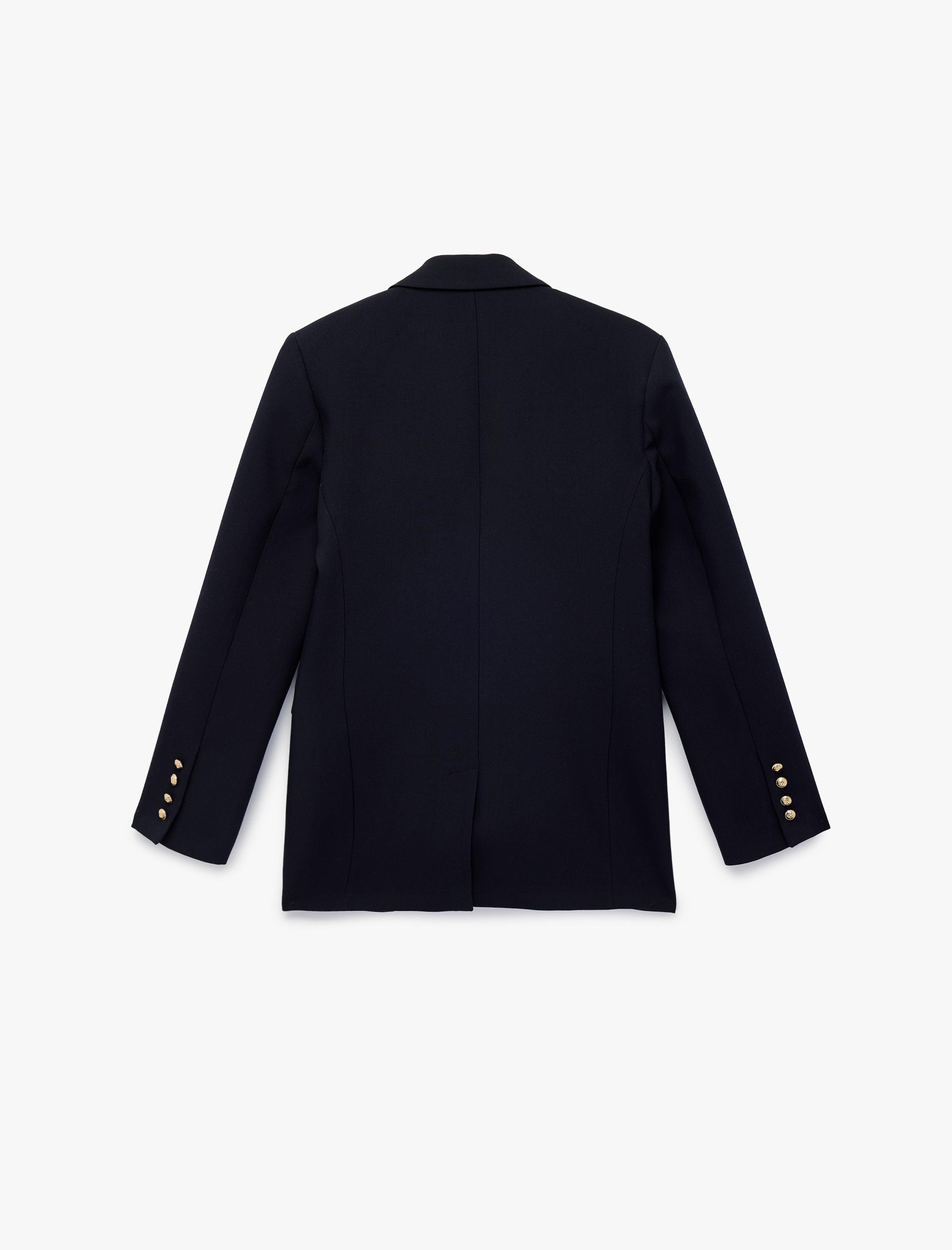   Kruvaze Yaka Uzun Kollu Cep Detaylı Metal Düğmeli Blazer Ceket