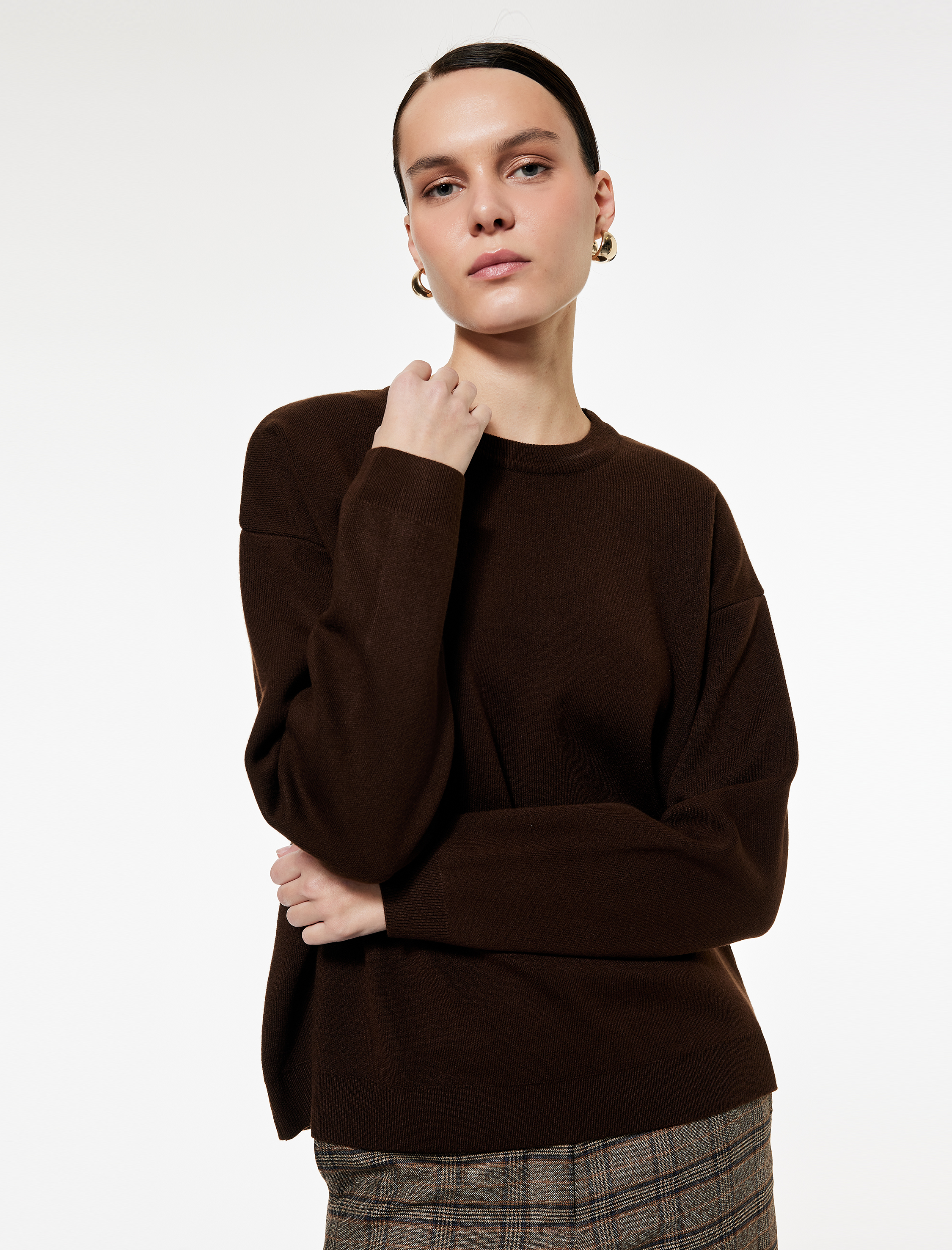   Bisiklet Yaka Uzun Kollu Triko Oversize Kazak