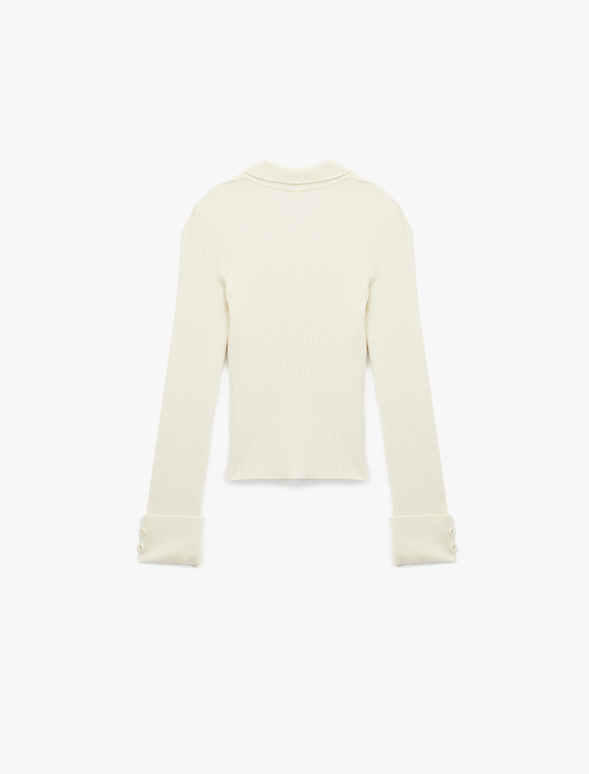   Aplike Detaylı Uzun Kollu Düğmeli Polo Yaka Triko Kazak