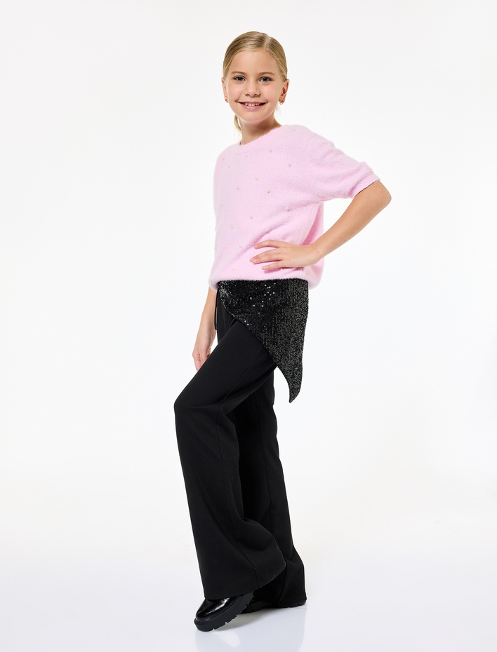 Kız Çocuk Pul Payet Detaylı Beli Lastikli Pantolon