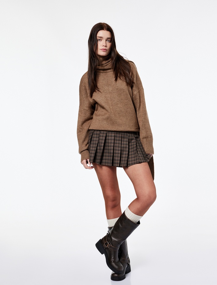  Koton X Şahika Ercümen - Uzun Kollu Oversize Triko Atkılı Kazak