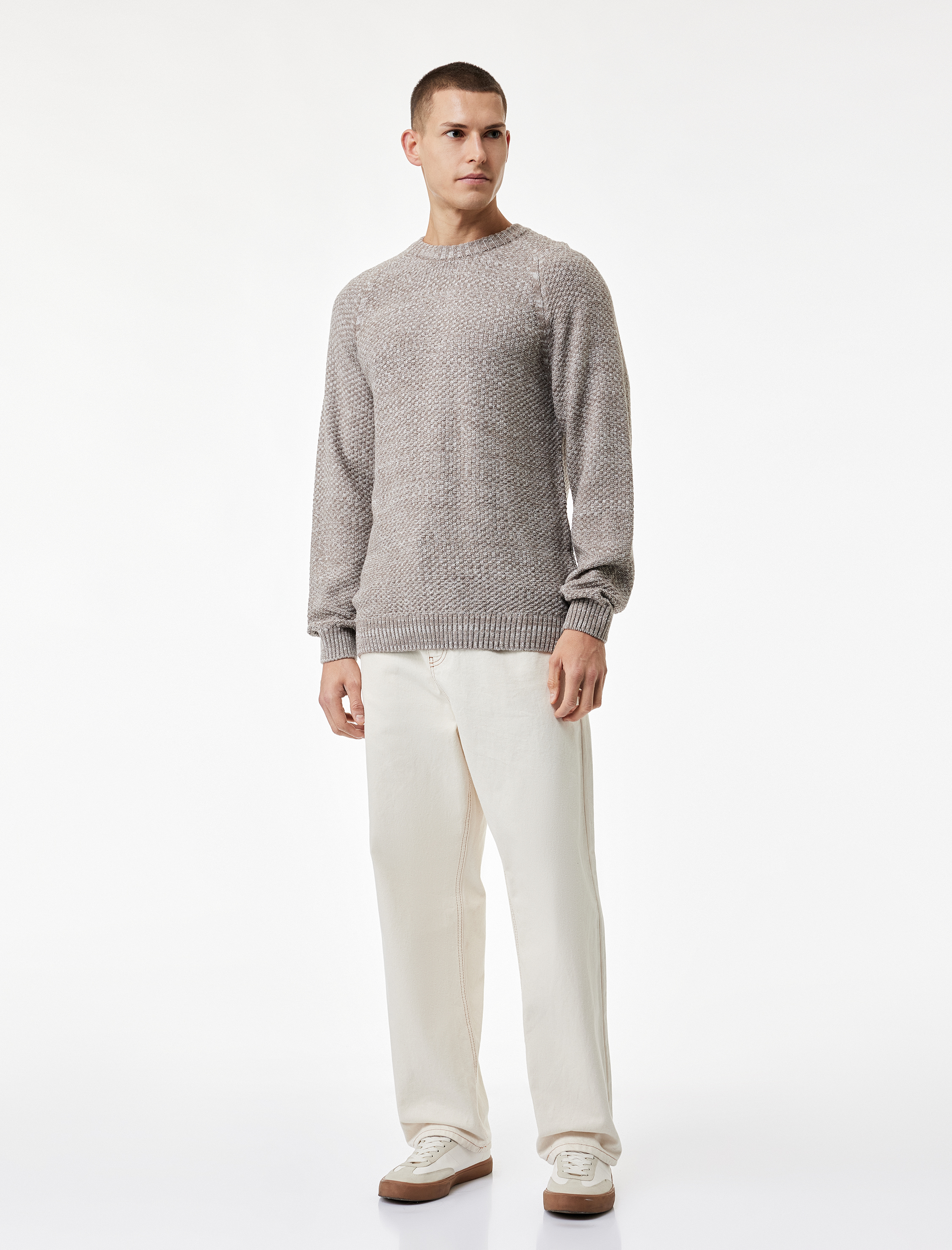   Regular Fit Uzun Kollu Basic Bisiklet Yaka Triko Kazak