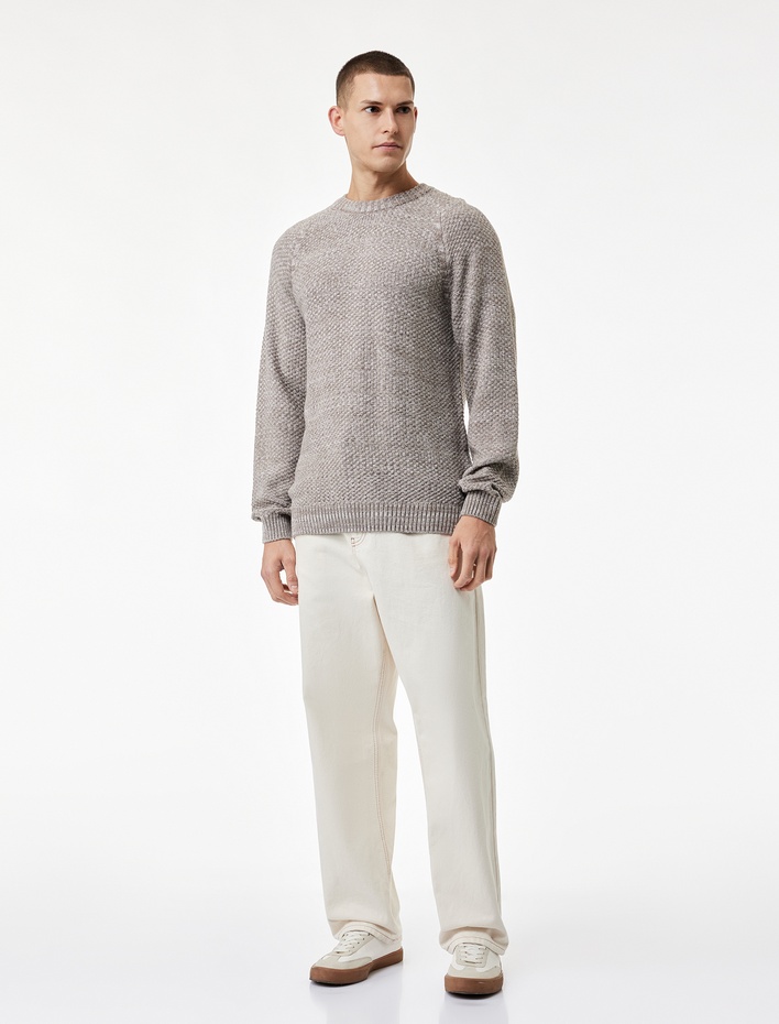  Regular Fit Uzun Kollu Basic Bisiklet Yaka Triko Kazak