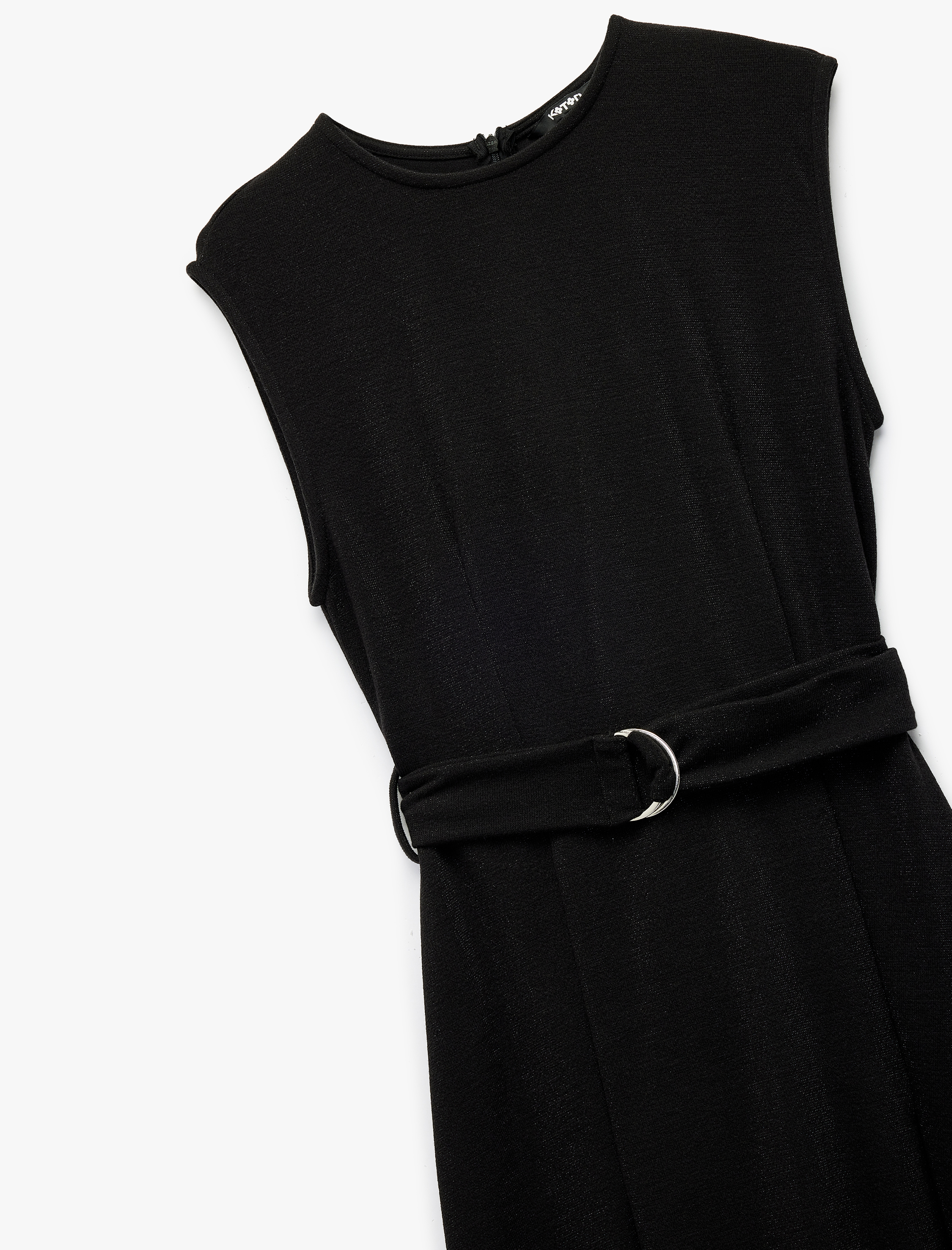   Slim Fit Kolsuz Bisiklet Yaka Kemerli Uzun Elbise