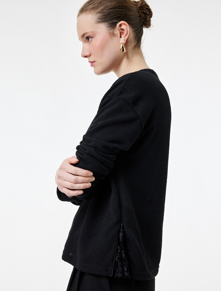  Regular Fit Uzun Kollu Bisiklet Yaka Tişört