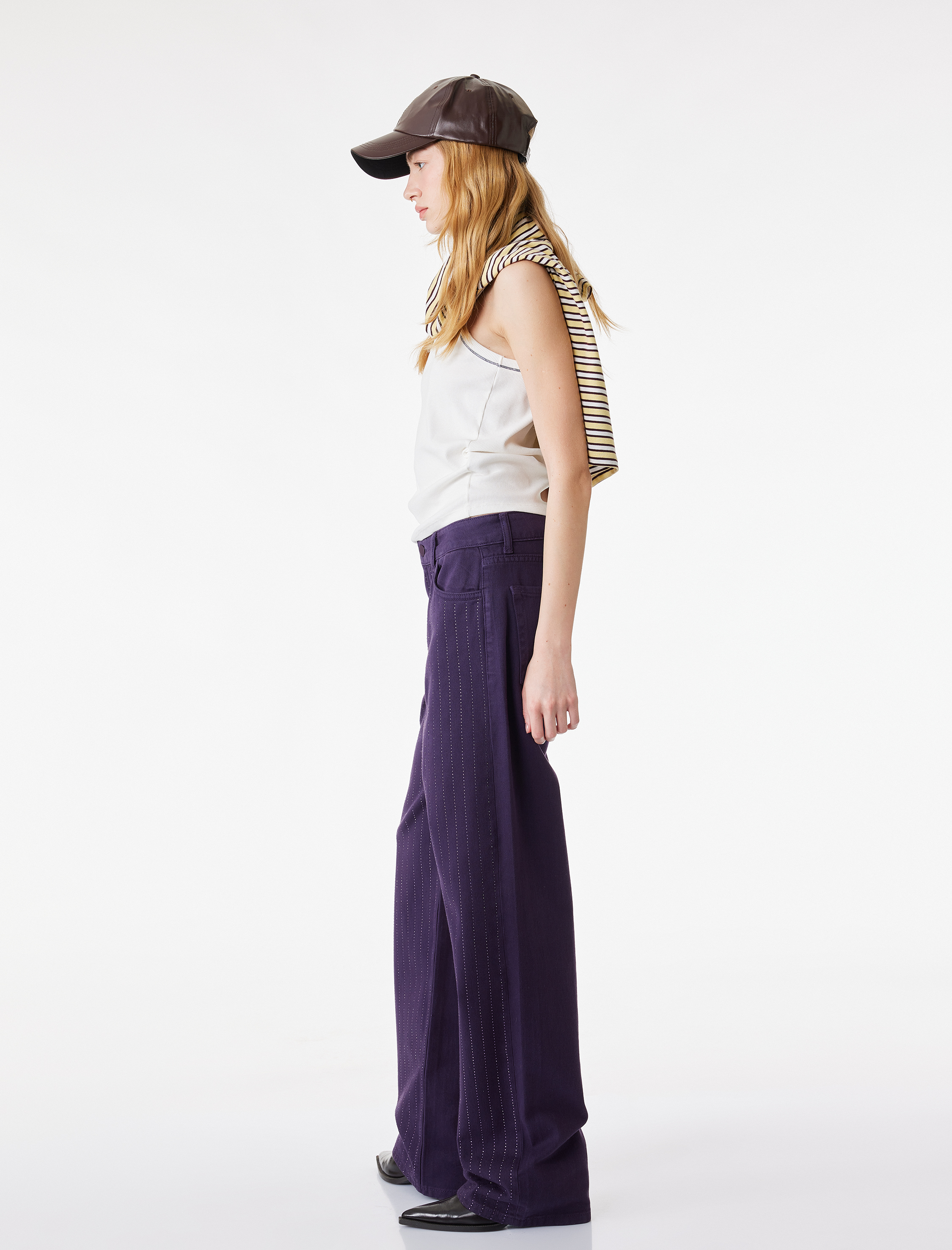   Cepli Taş Detaylı Straight Fit Jean Pantolon - Straight Fit Jean