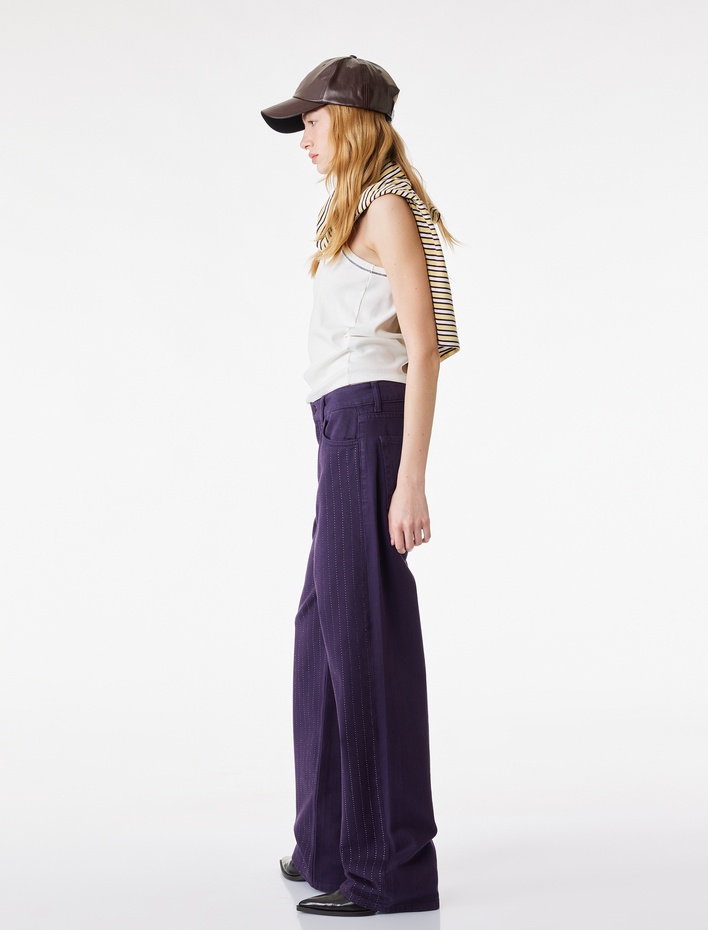  Cepli Taş Detaylı Straight Fit Jean Pantolon - Straight Fit Jean