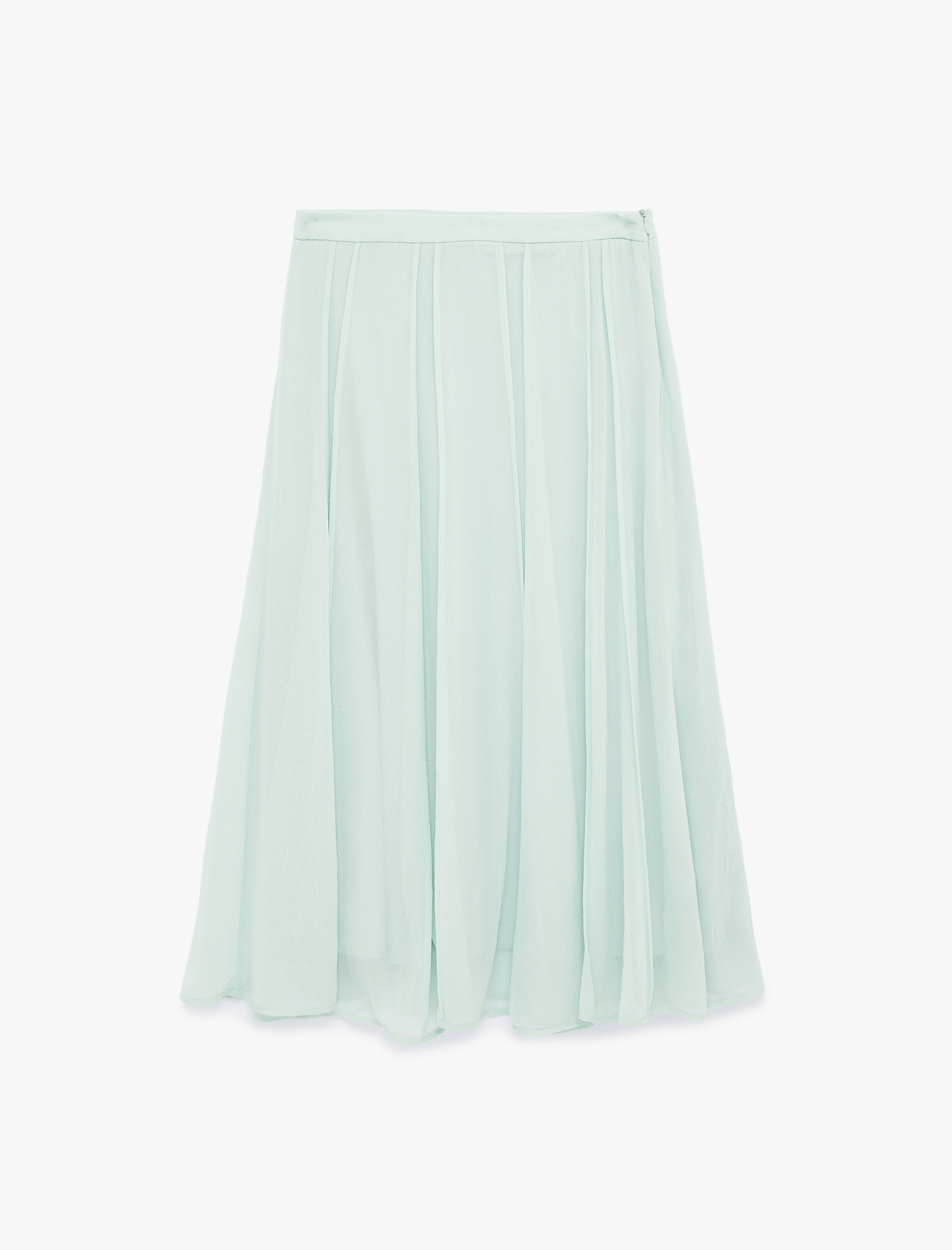   Standart Bel Pileli Midi Şifon Etek