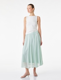 Standart Bel Pileli Midi Şifon Etek