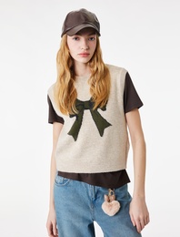 Kolsuz Fiyonk Desenli Bisiklet Yaka Triko Süveter