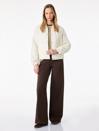 Klasik Yaka Çıtçıt Düğmeli Cepli Oversize Kapitone Ceket