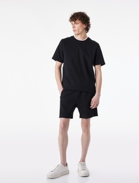 Dikiş Detaylı Cepli Beli Bağcıklı Şort