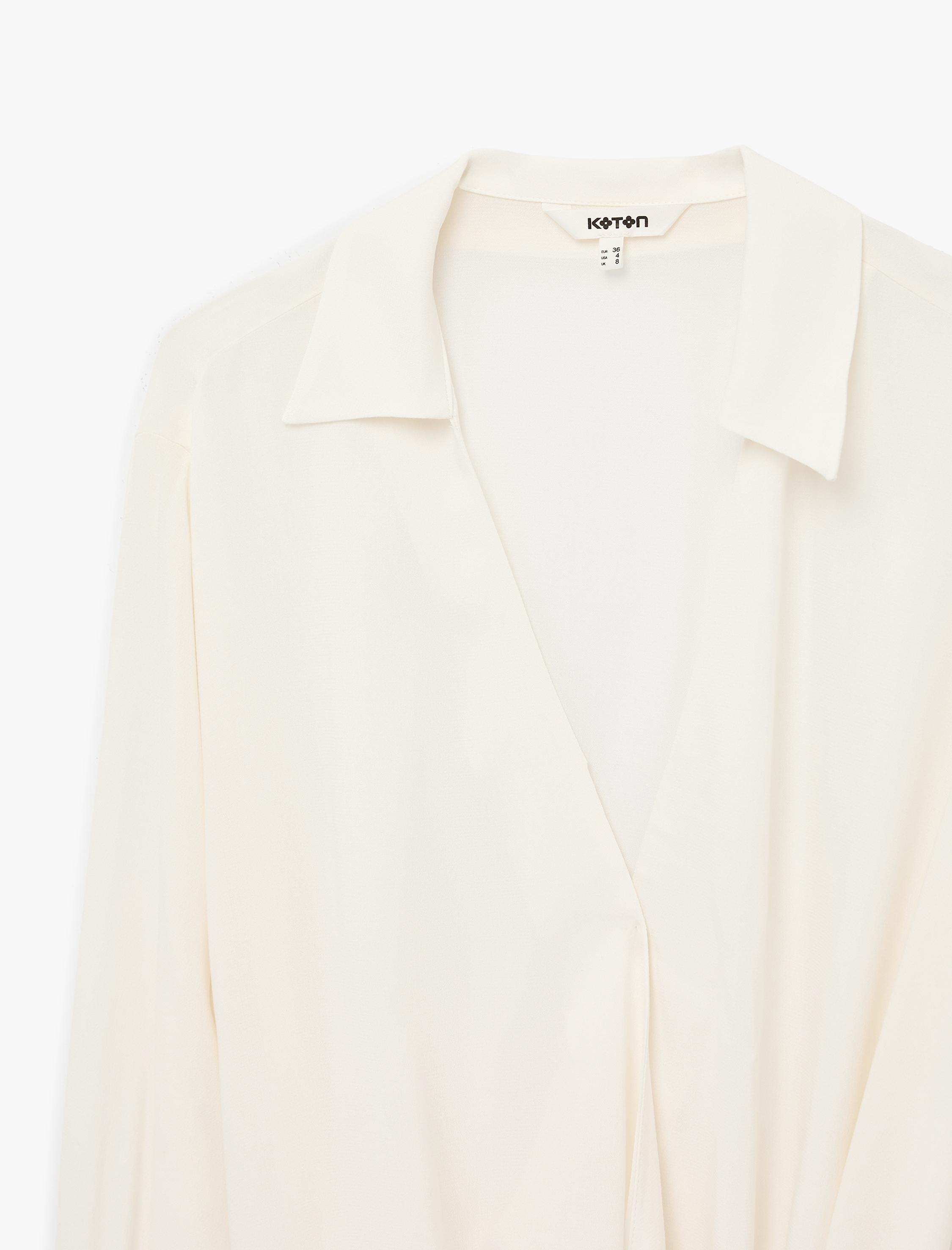   Viskon Gömlek Yaka Uzun Kollu Yandan Bağlama Detaylı Bluz