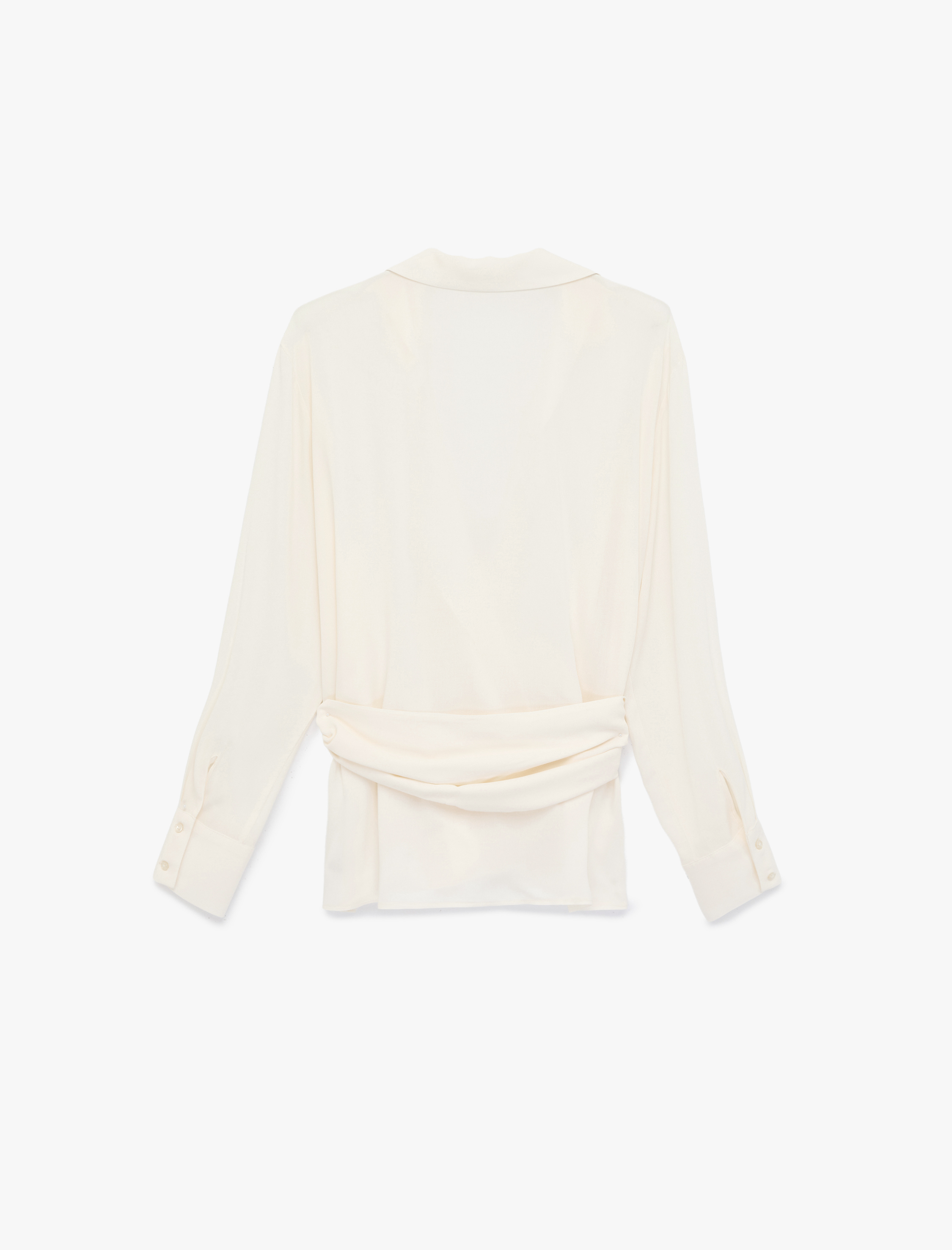   Viskon Gömlek Yaka Uzun Kollu Yandan Bağlama Detaylı Bluz