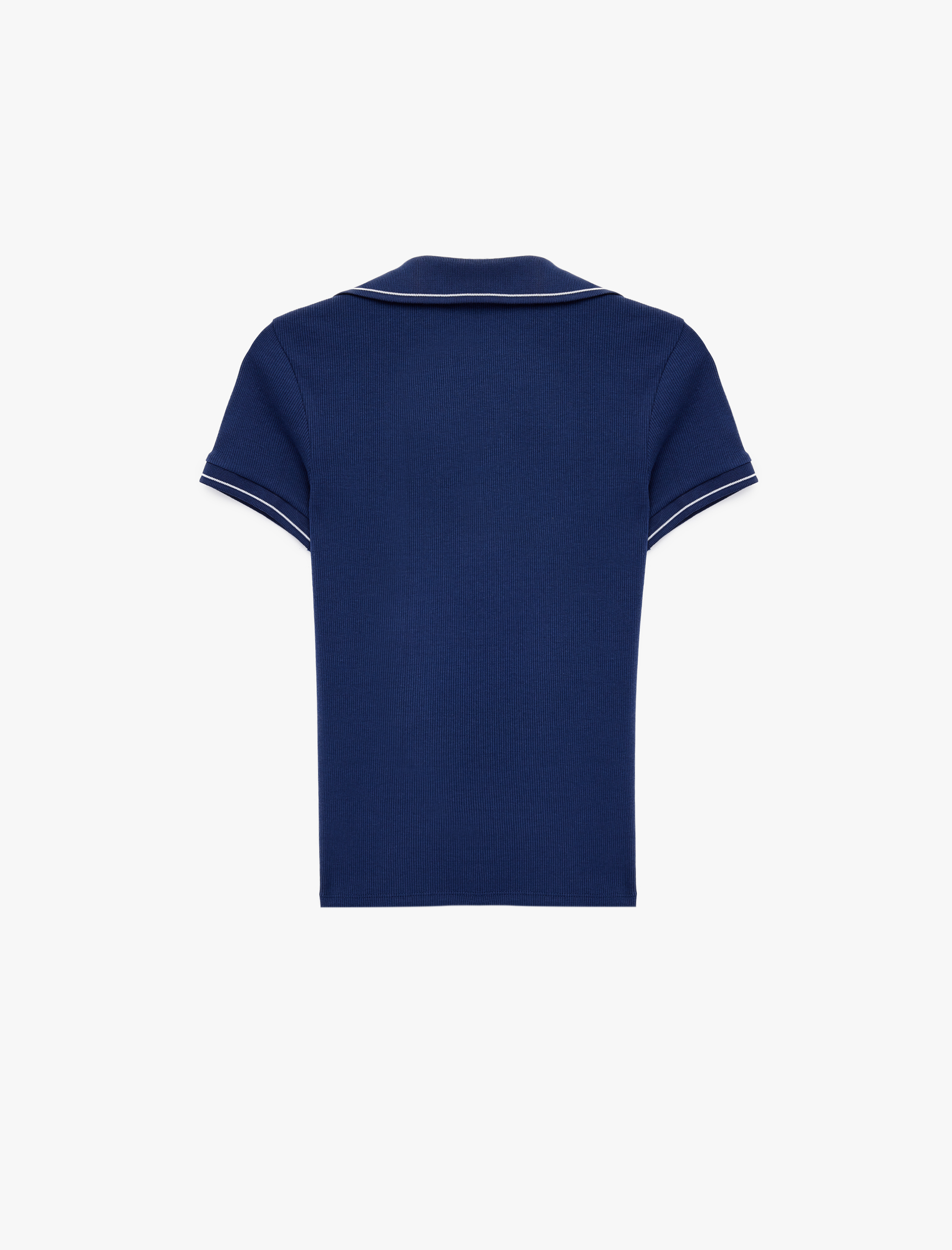   Pamuklu Kısa Kollu Polo Yaka Fitilli Tişört