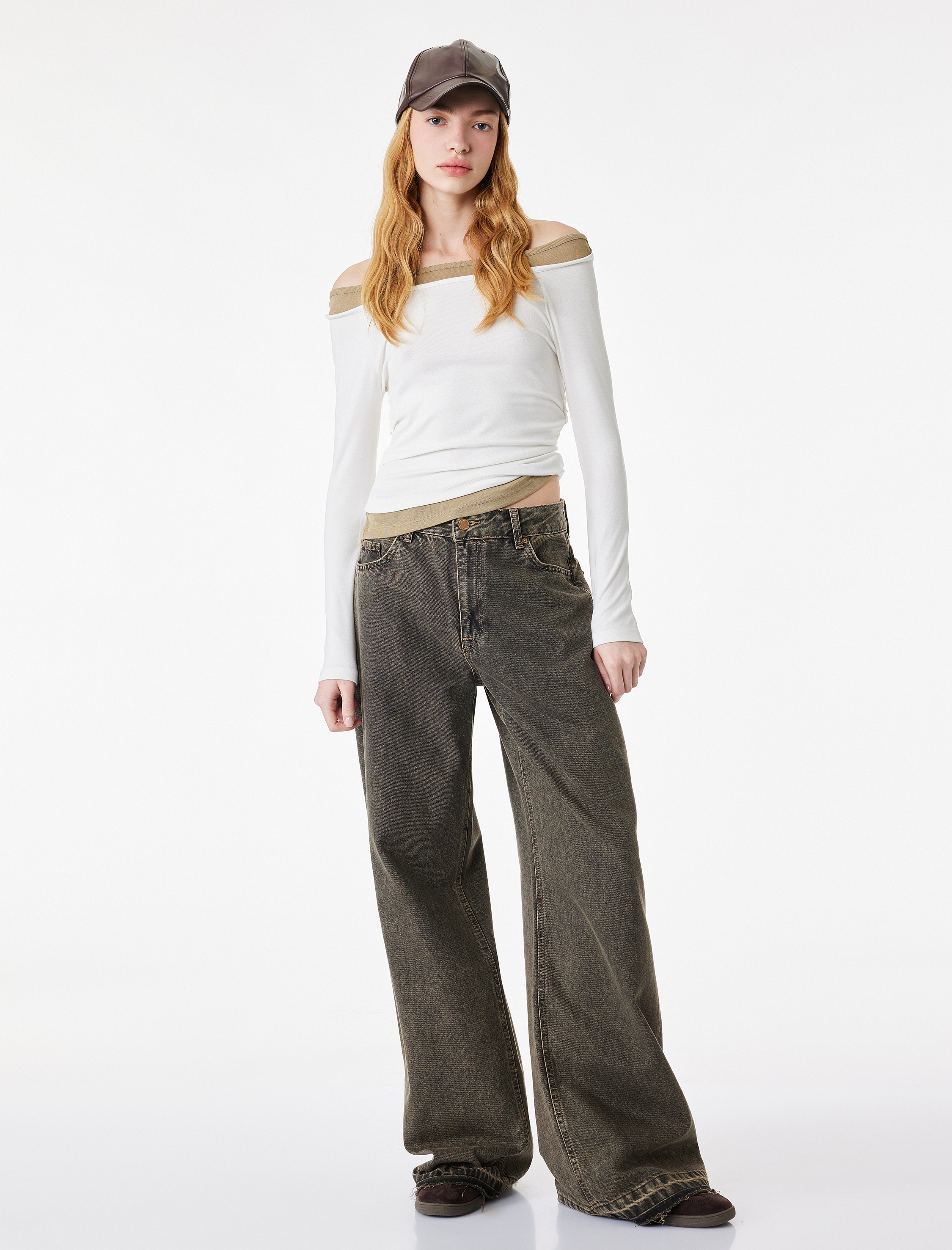   Slim Fit Kayık Yaka Viskon Uzun Kollu Tişört