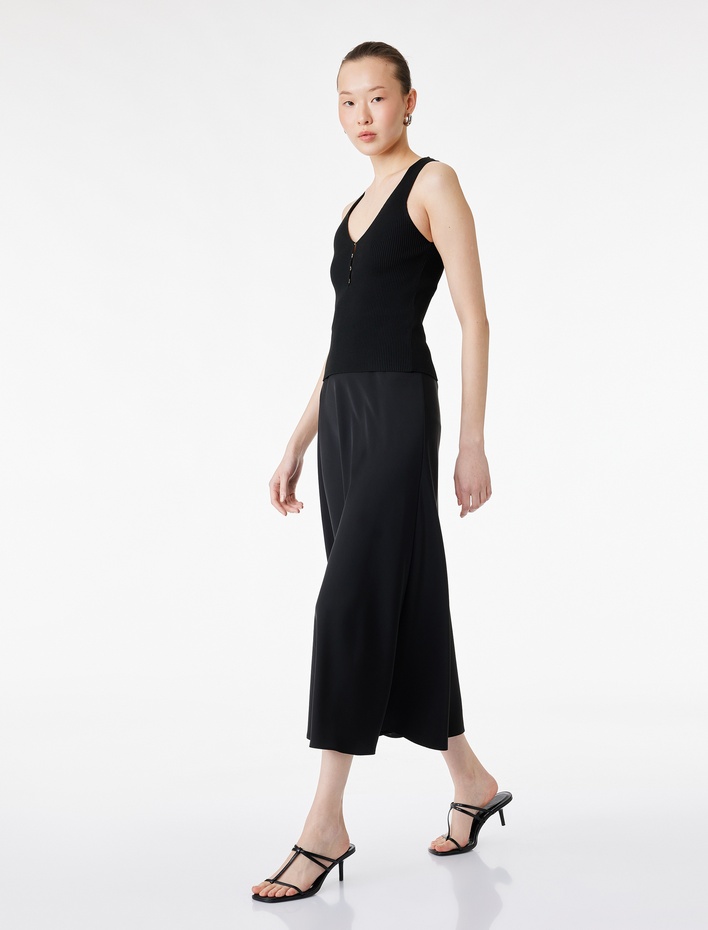  Normal Bel Midi Saten Çan Etek