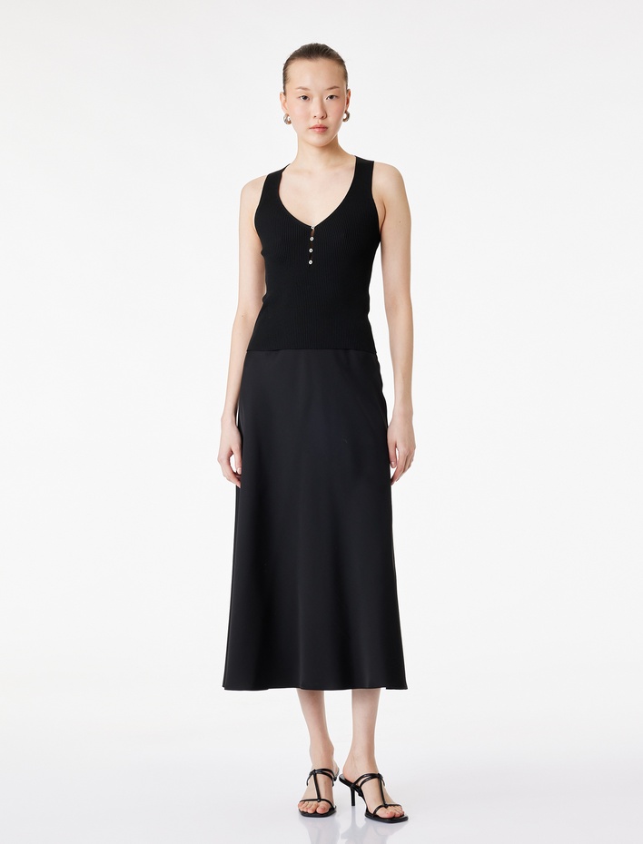  Normal Bel Midi Saten Çan Etek