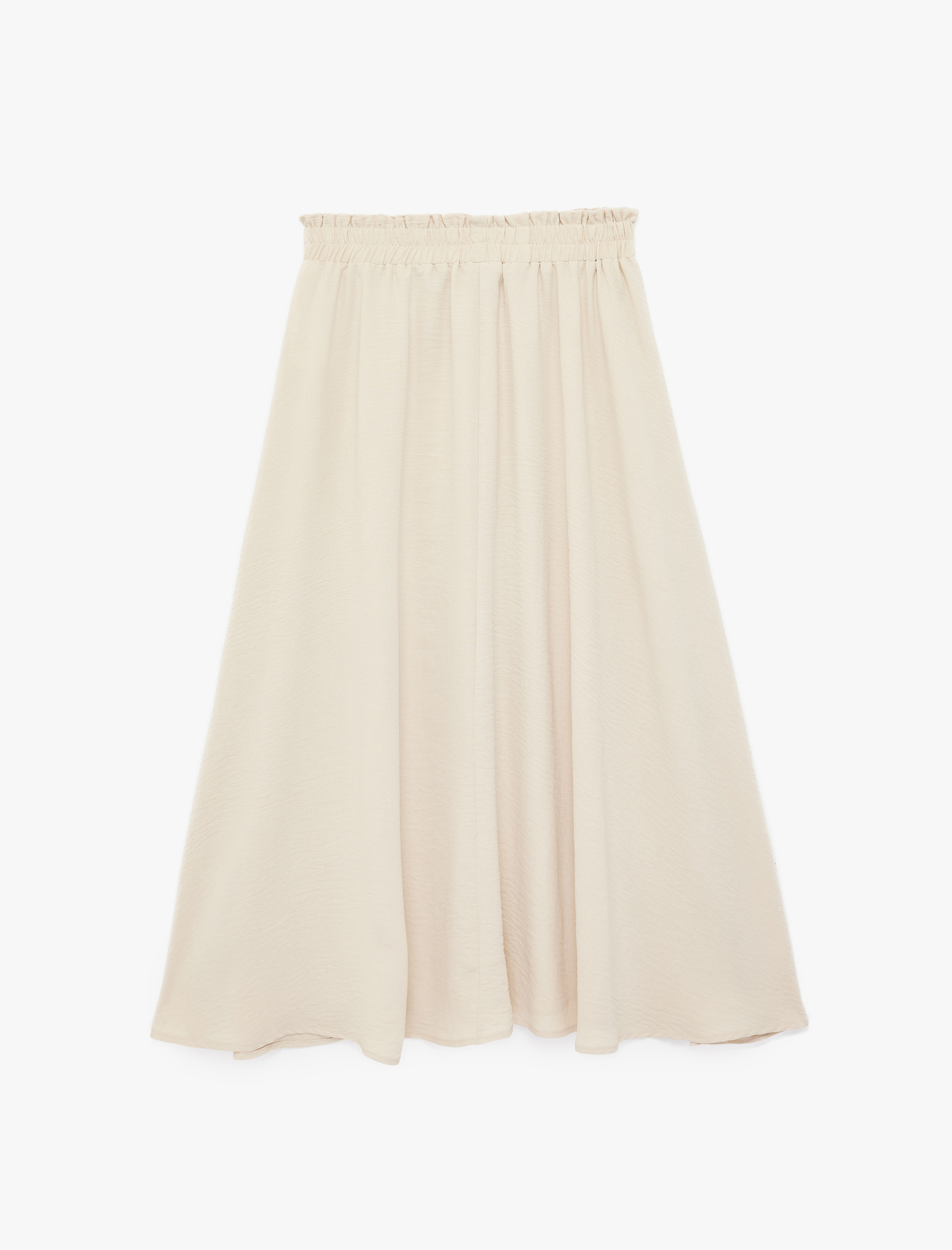   Rahat Kalıp Aerobin Kumaş Beli Lastikli Midi Çan Etek