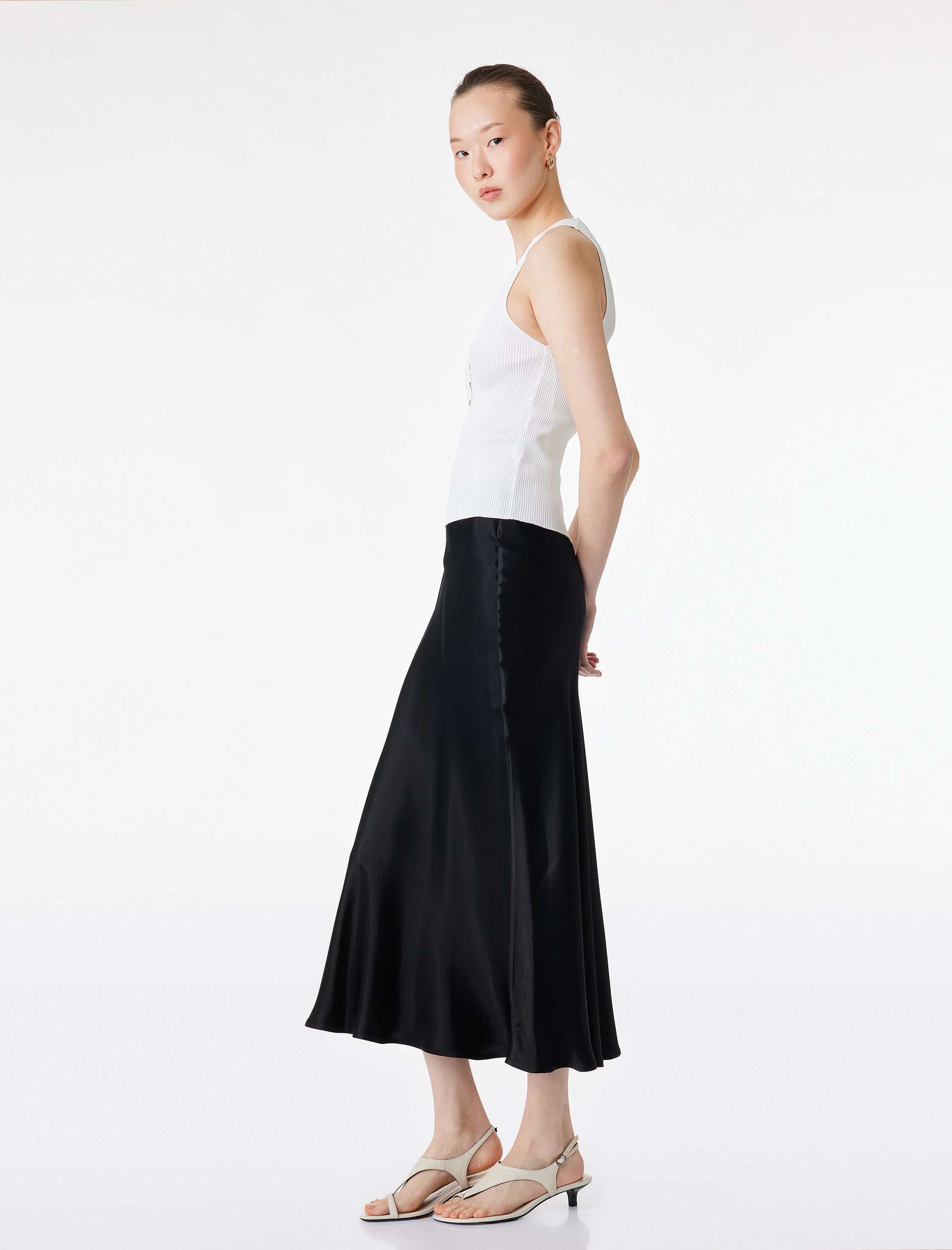   Standart Bel Midi Boy Saten Kloş Etek