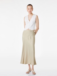 Standart Bel Midi Boy Saten Kloş Etek