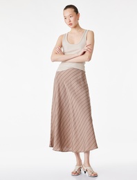 Modal Karışımlı Çizgili Kloş Midi Etek