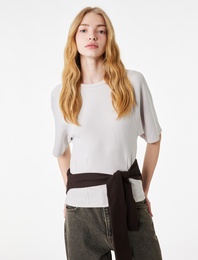 Slim Fit Kısa Kollu Bisiklet Yaka Modal Karışımlı Tişört