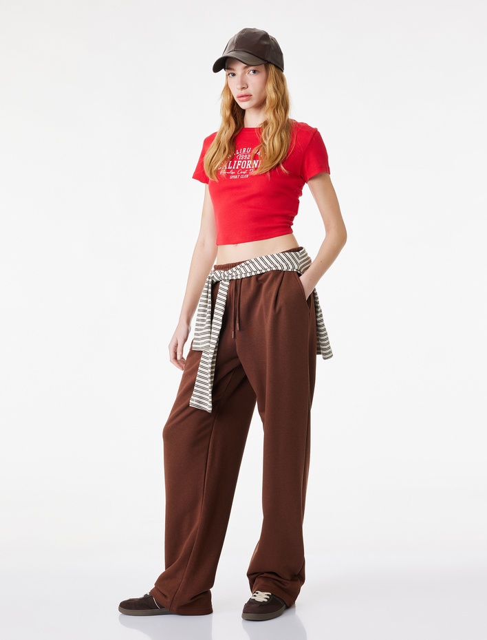  Beli Bağcıklı Cepli Geniş Paça Oversize Eşofman Altı