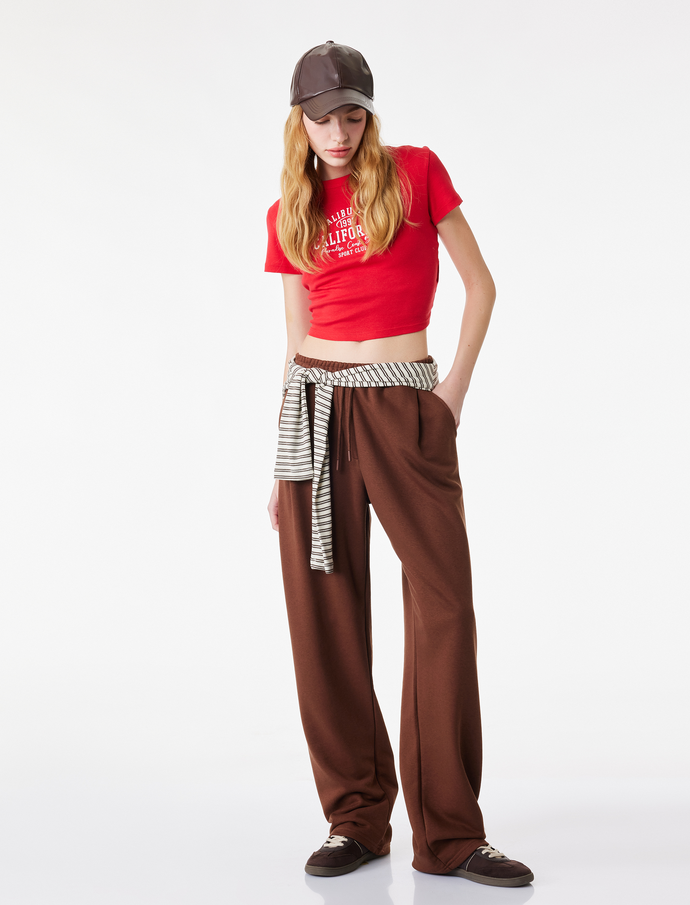   Beli Bağcıklı Cepli Geniş Paça Oversize Eşofman Altı