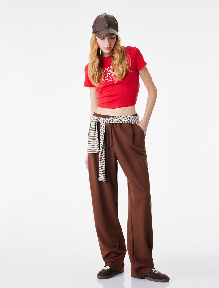  Beli Bağcıklı Cepli Geniş Paça Oversize Eşofman Altı