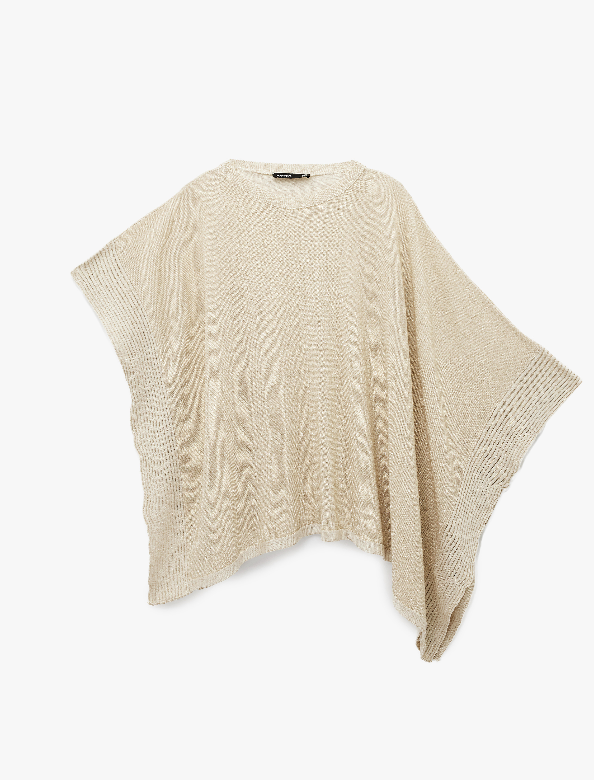   Pelerin Yarasa Kollu Bisiklet Yaka Parıltılı Oversize Triko Panço