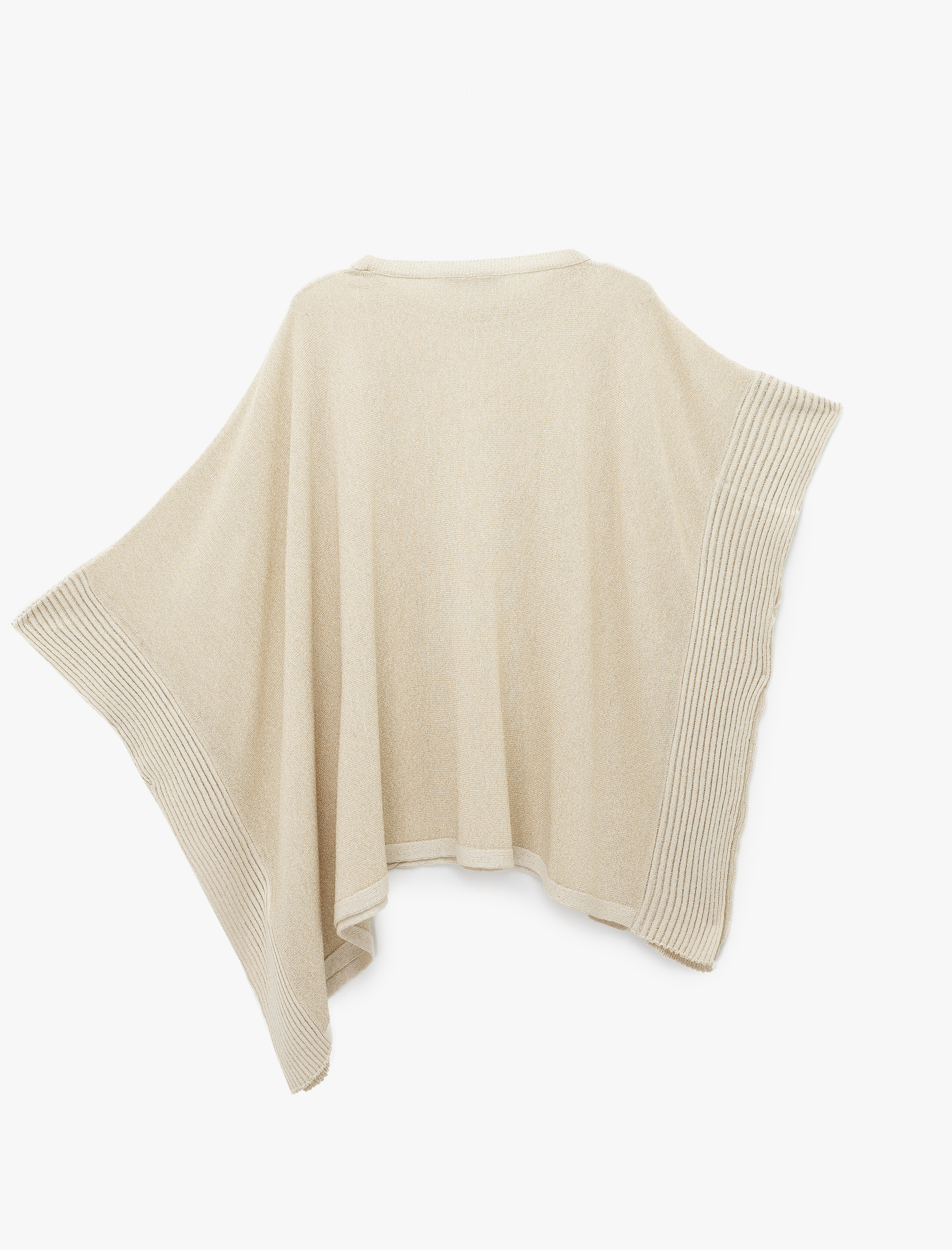   Pelerin Yarasa Kollu Bisiklet Yaka Parıltılı Oversize Triko Panço