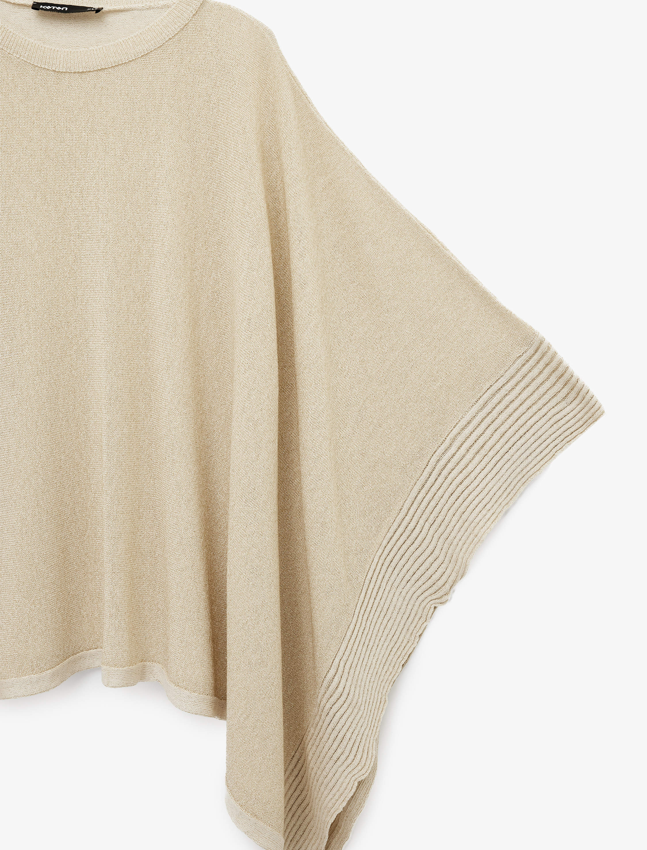   Pelerin Yarasa Kollu Bisiklet Yaka Parıltılı Oversize Triko Panço