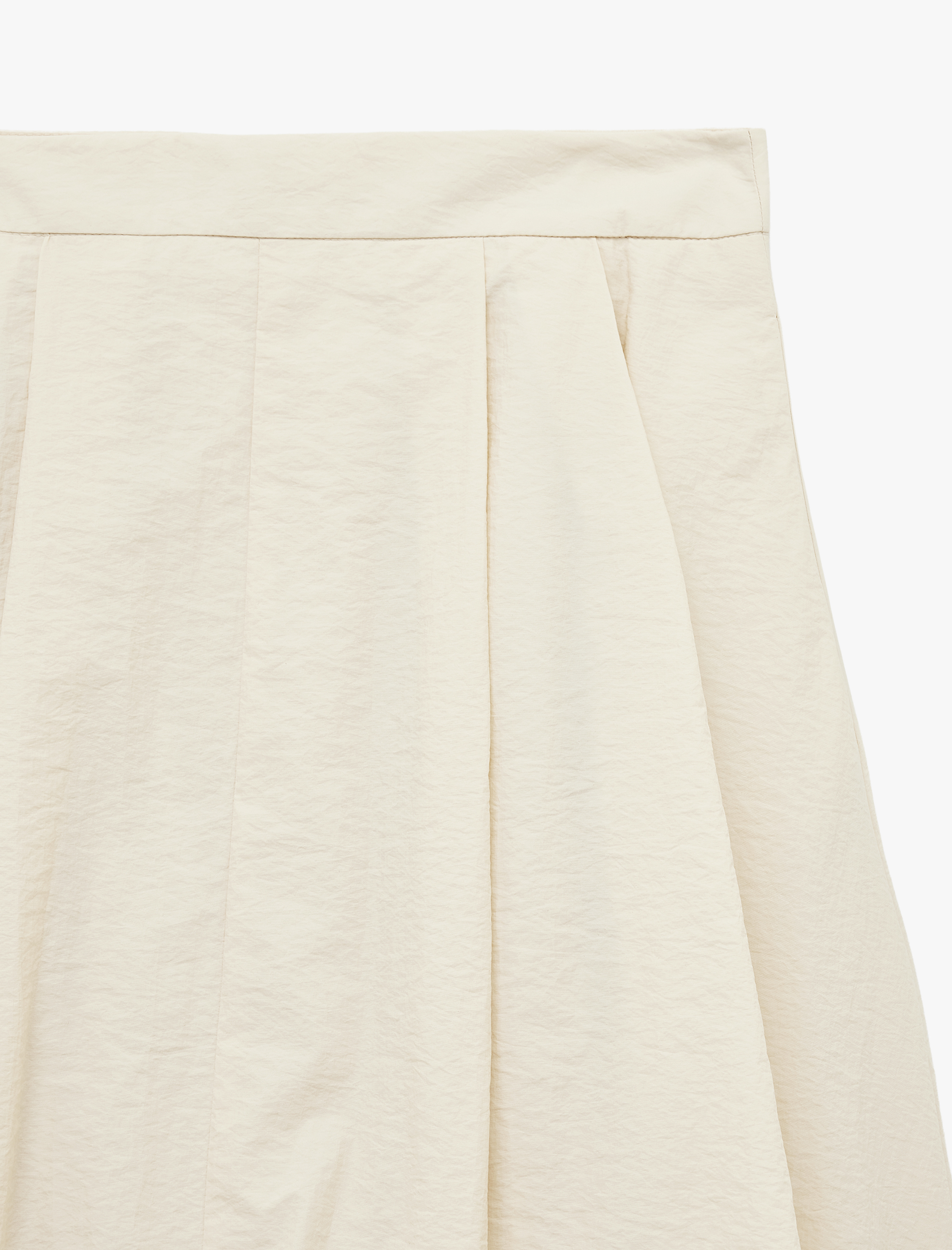   Paraşüt Kumaş Pile Detaylı Midi Boy Balon Etek